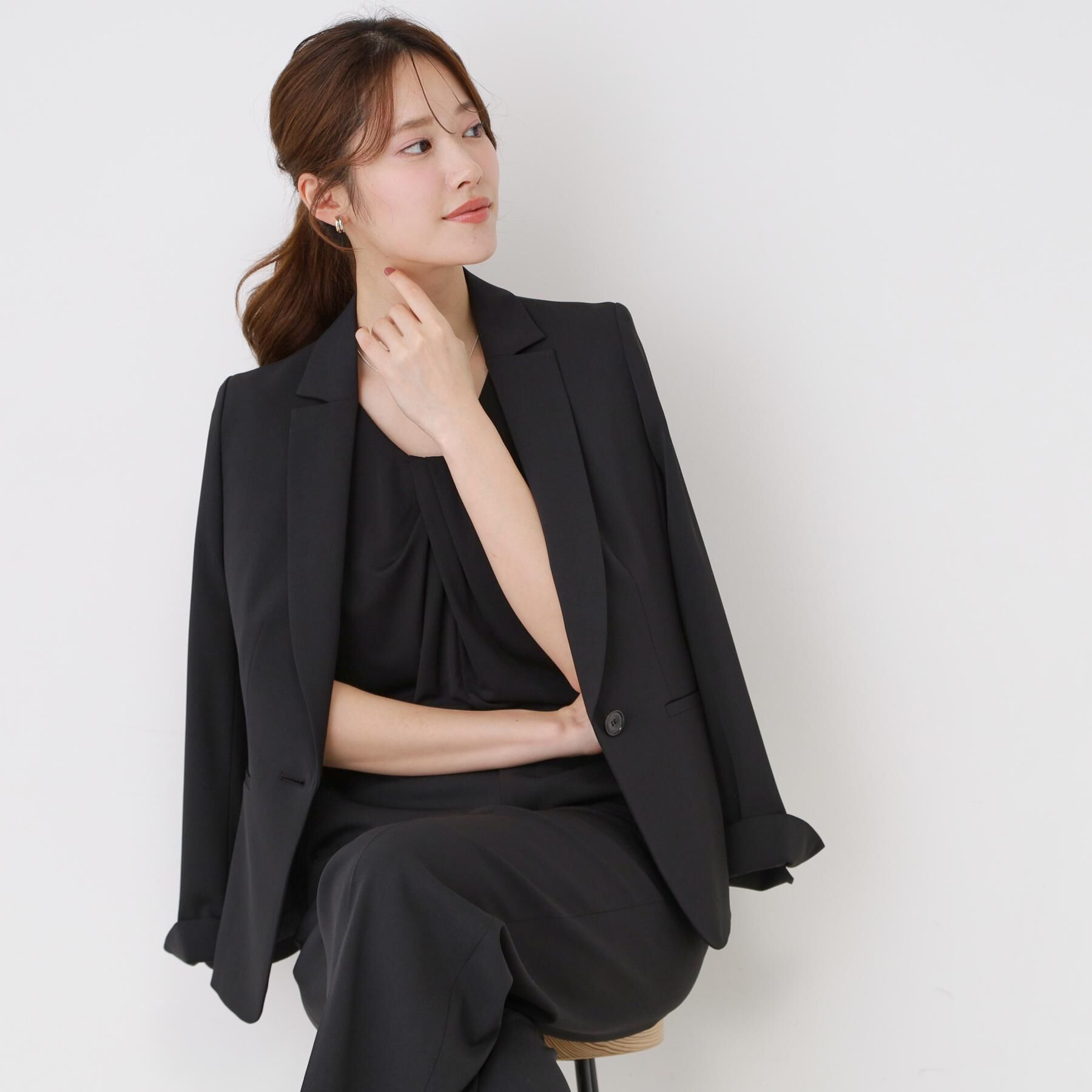 COUP DE CHANCE「【手洗い可／日本製／伸縮性／スーツ可】テーラードジャケット」|テーラードジャケット|ブラック(019)