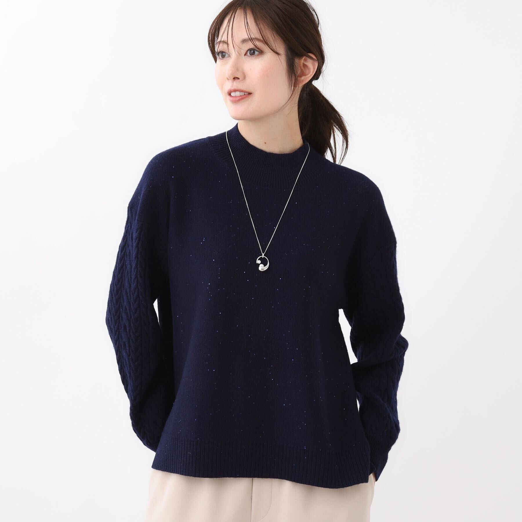 Reflect「【一枚で着映え◎／ゆったりシルエット】ラメ&times;スパンコールウール混ニット」|ニット・セーター|