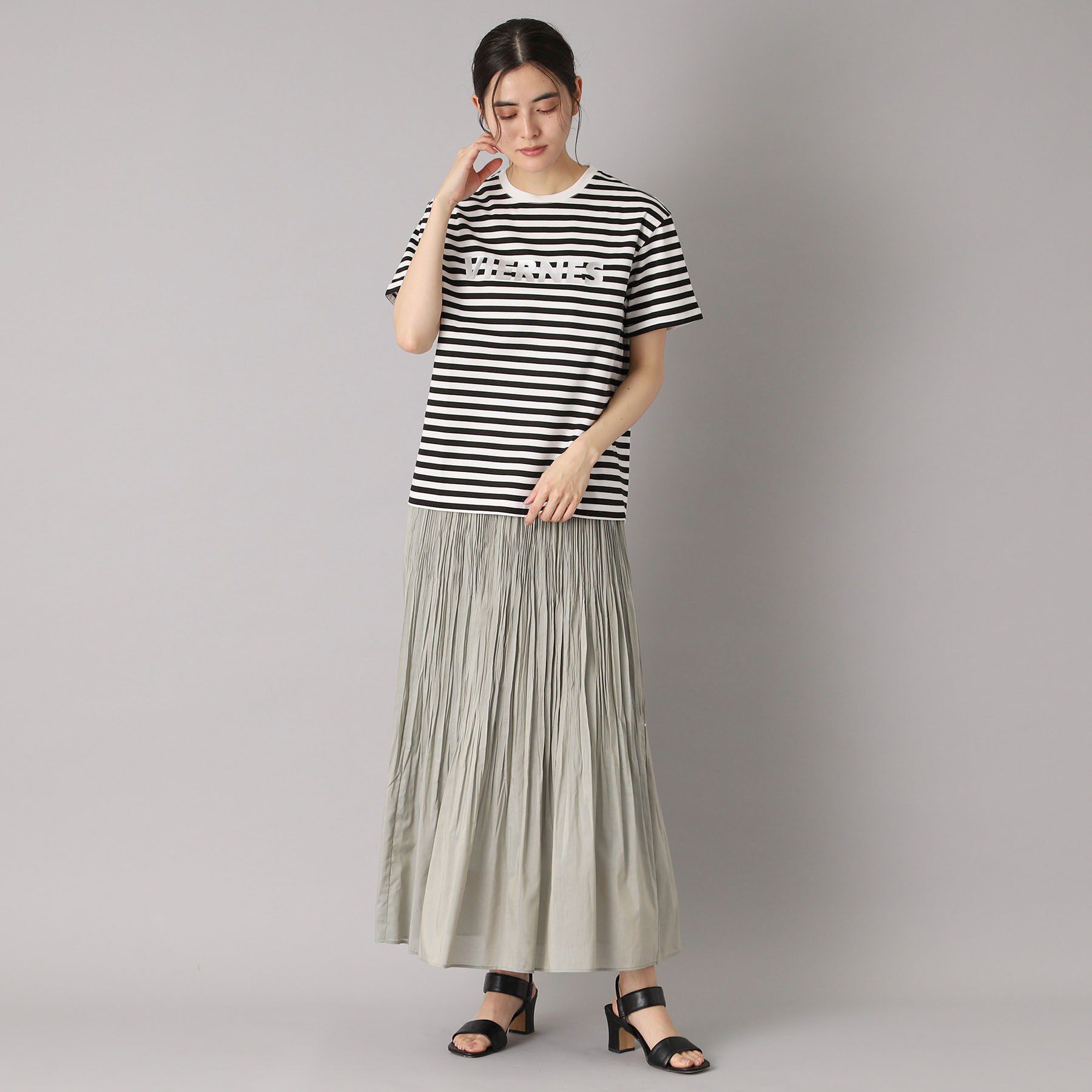 DRESSTERIOR「【接触冷感/抗菌防臭/消臭】アイスクリアコットン VIERNESロゴボーダーT」|Tシャツ・カットソー|