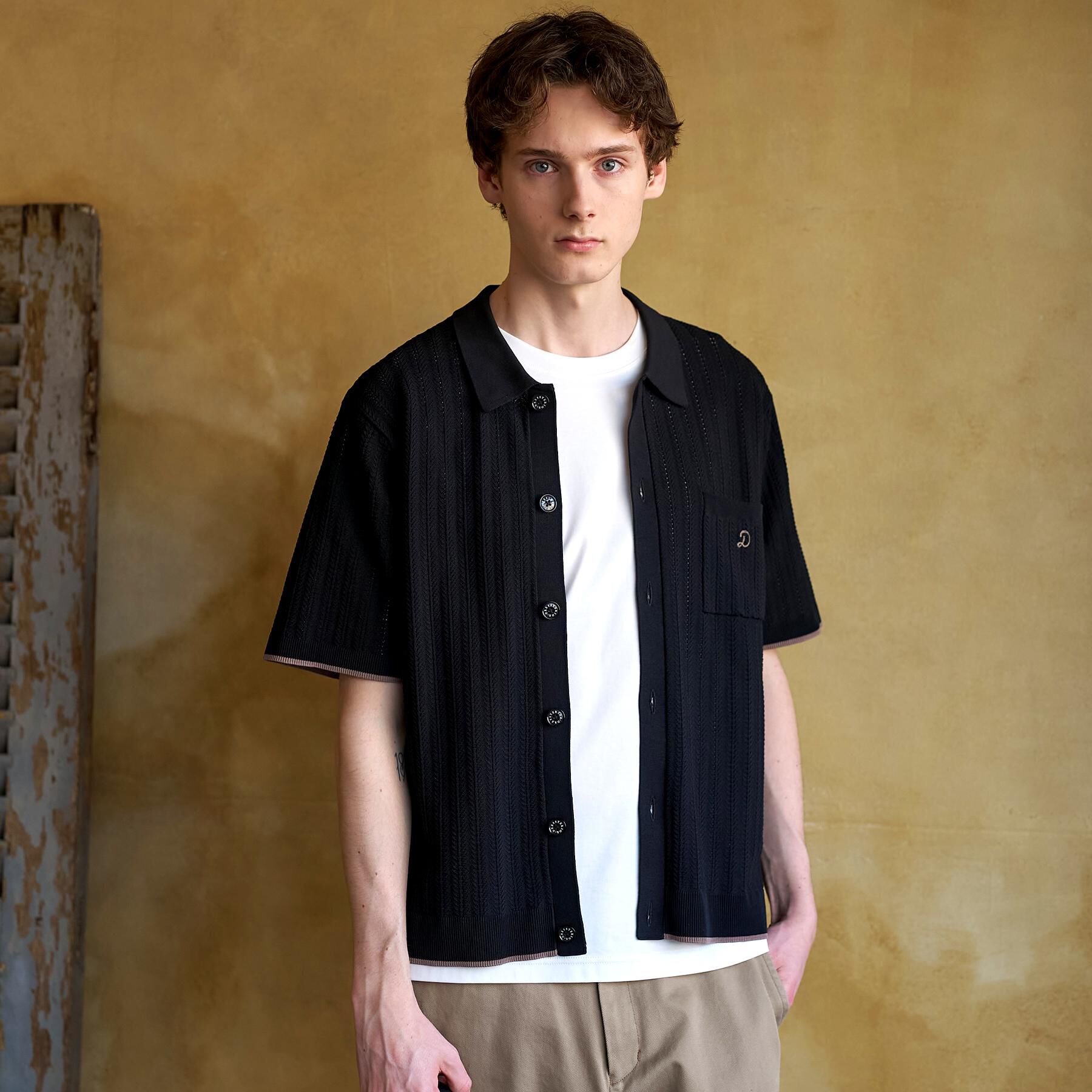 DRESSTERIOR「【Safari5月号掲載】ウォッシャブル キューバニットシャツ」|ニット・セーター|ブラック(019)