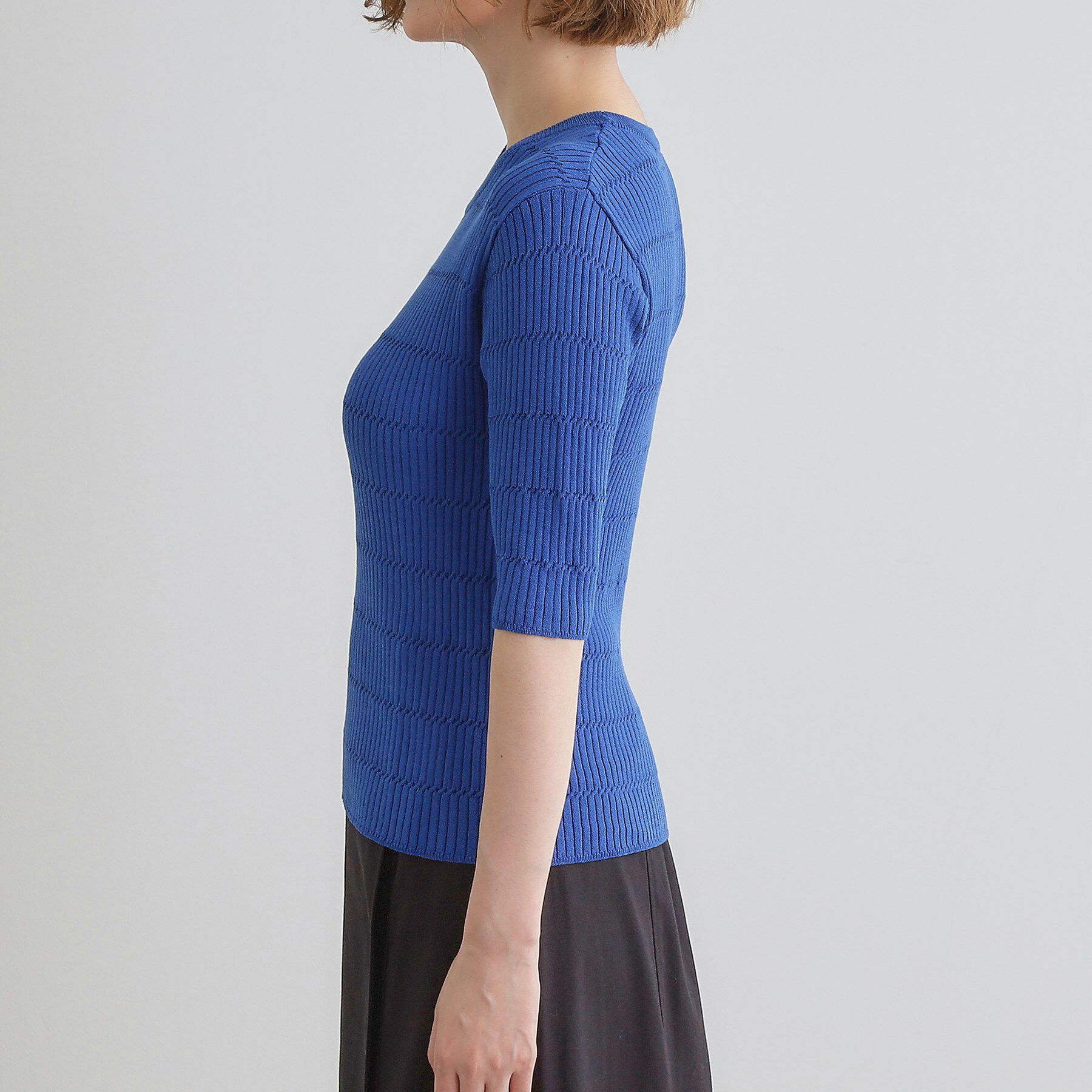 grove「地柄ボーダーリブニットプルオーバー」|ニット・セーター|