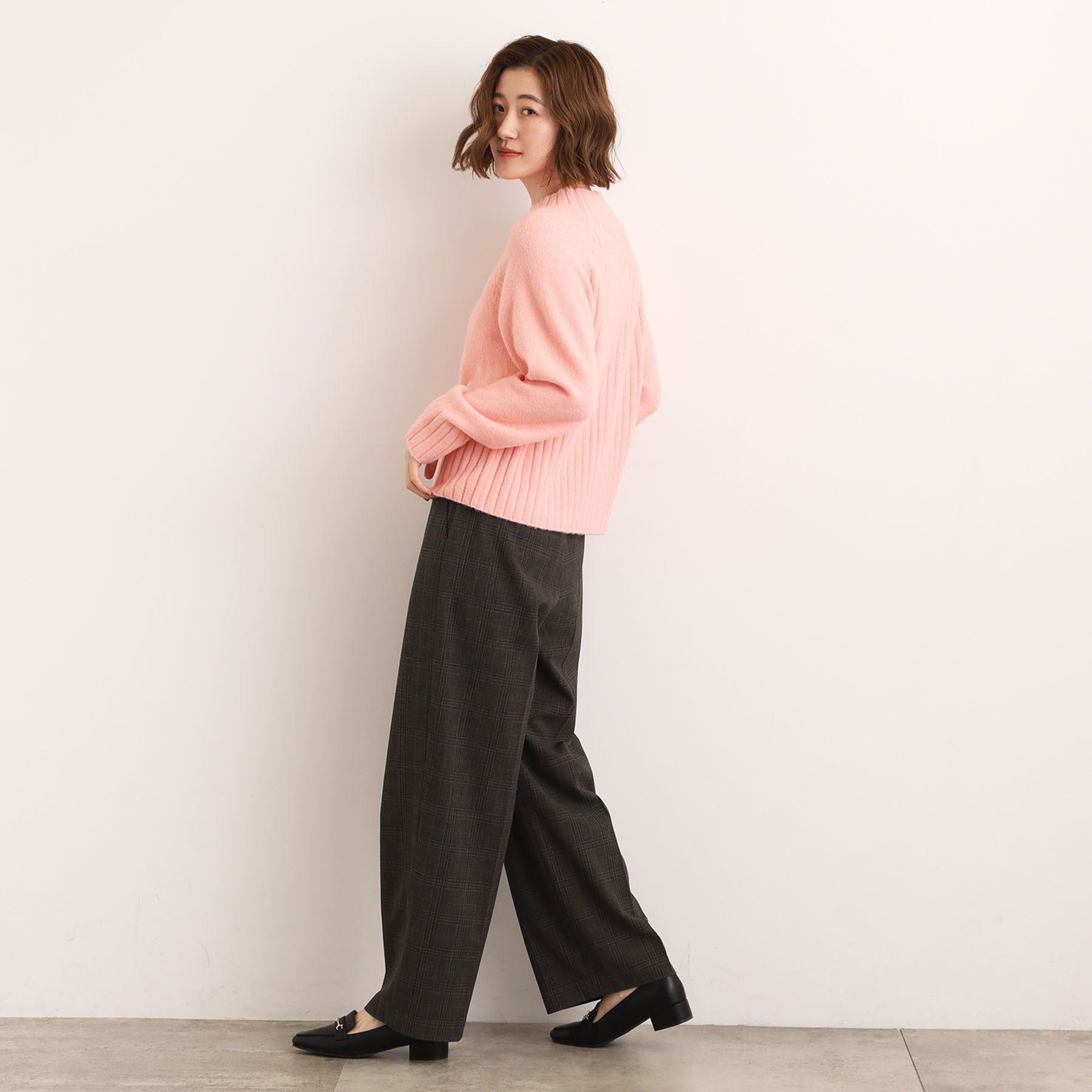 grove「【洗える】バックリブ切替ニット」|ニット・セーター|