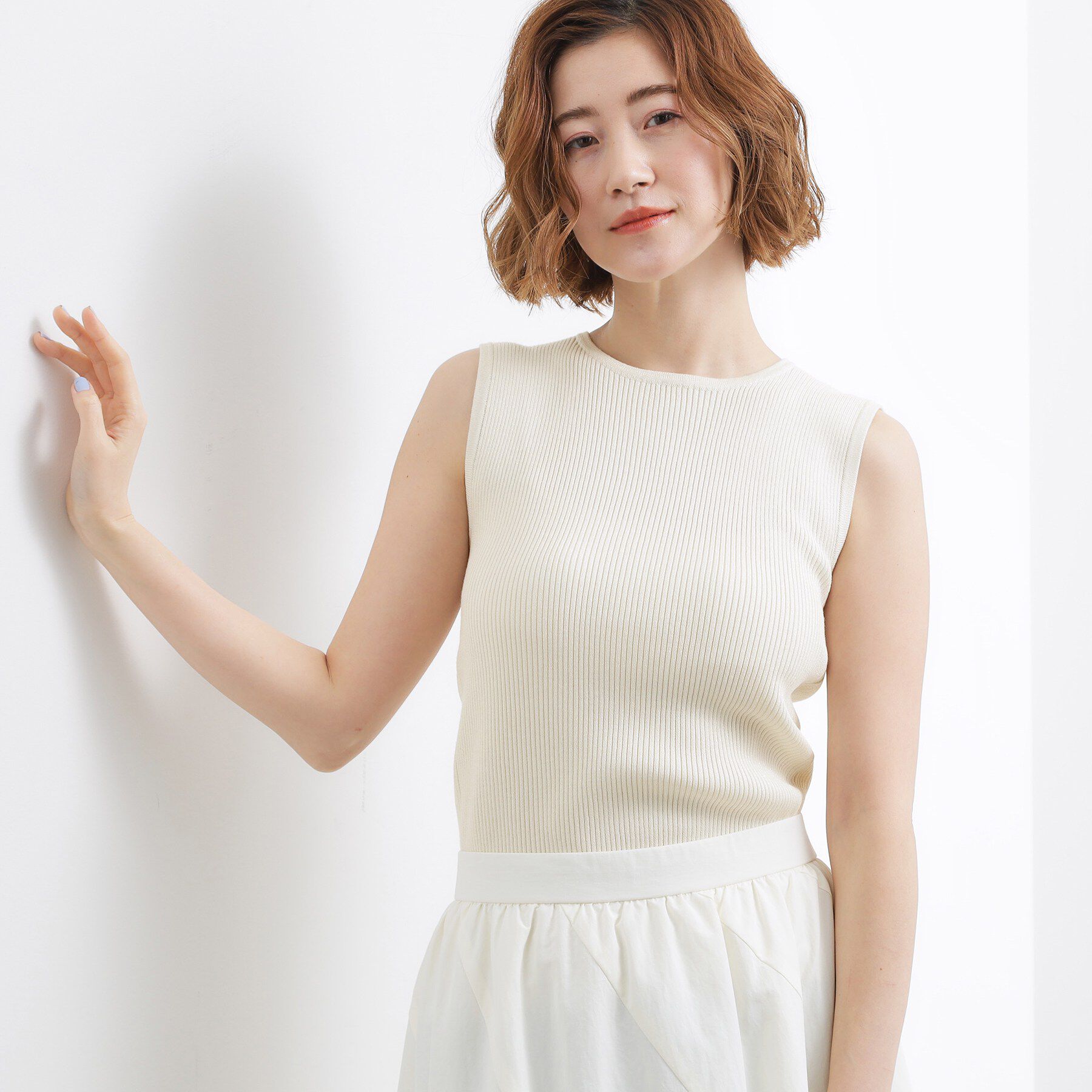 grove「リブラメニットタンク」|キャミソール|オフホワイト(003