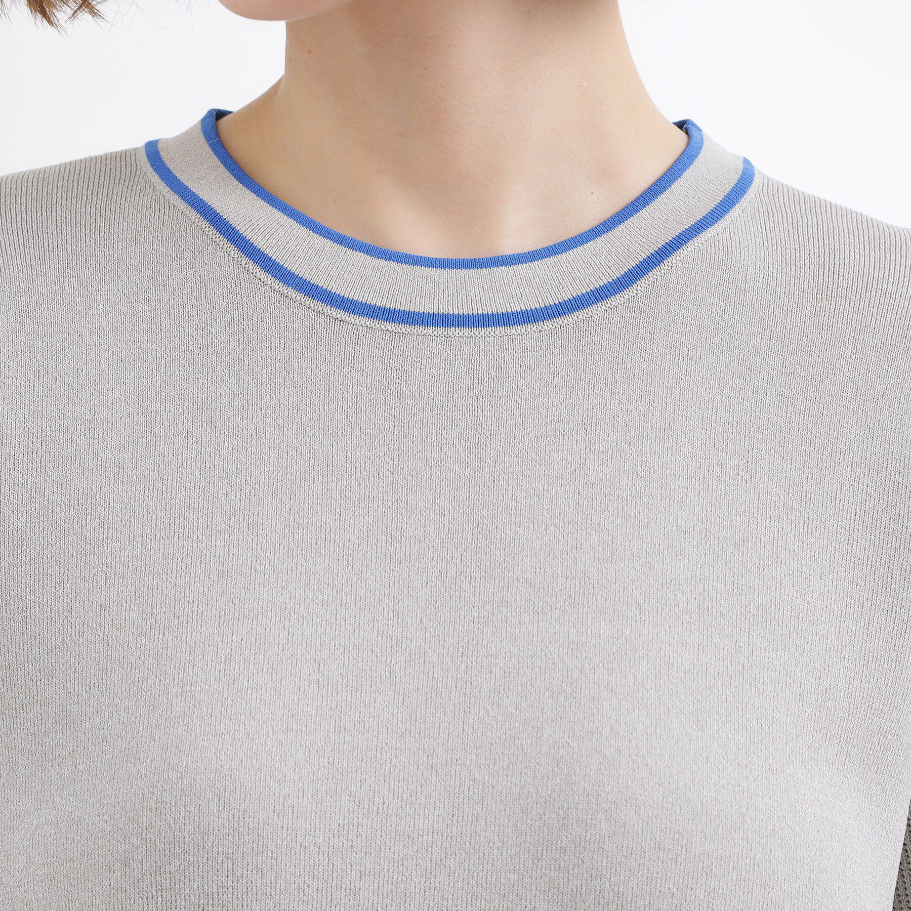 grove「【貴島明日香さん着用】やわらかドライタッチ 袖メッシュ編みニット」|ニット・セーター|