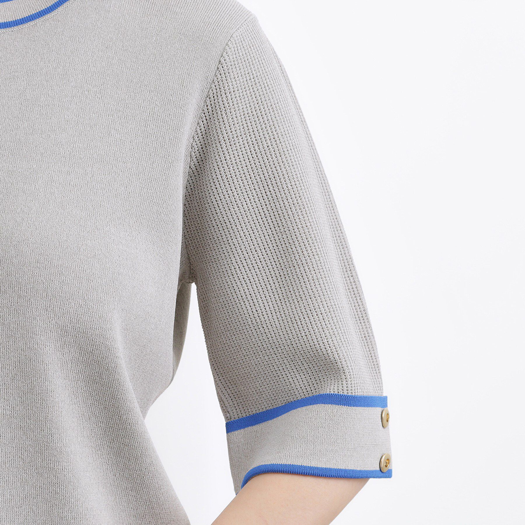 grove「【貴島明日香さん着用】やわらかドライタッチ 袖メッシュ編みニット」|ニット・セーター|