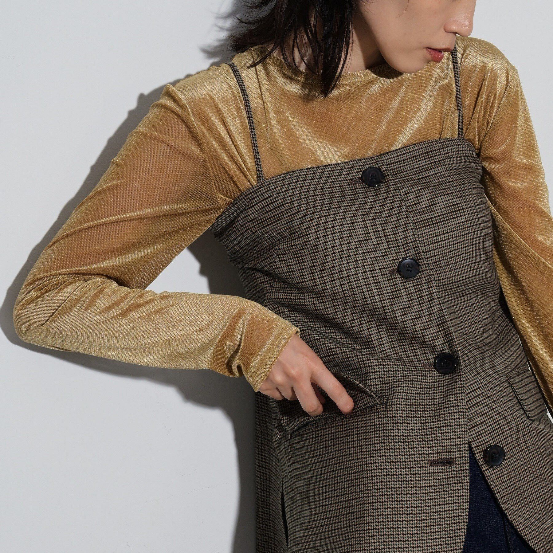 GALLEST「ベアトップチェックジレ」|ベスト・ジレ|