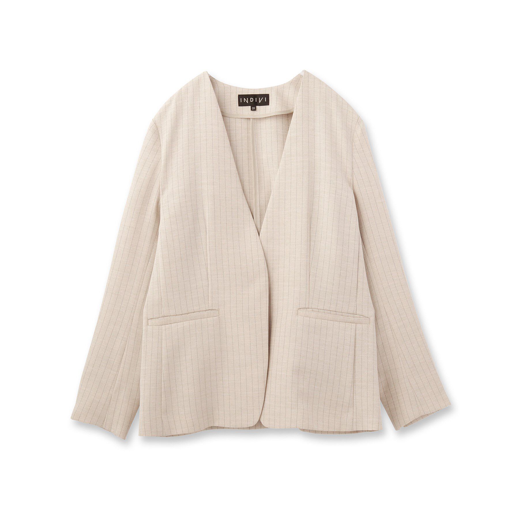 INDIVI「【こなれSETUP】リネンライクノーカラージャケット」|ノーカラージャケット|