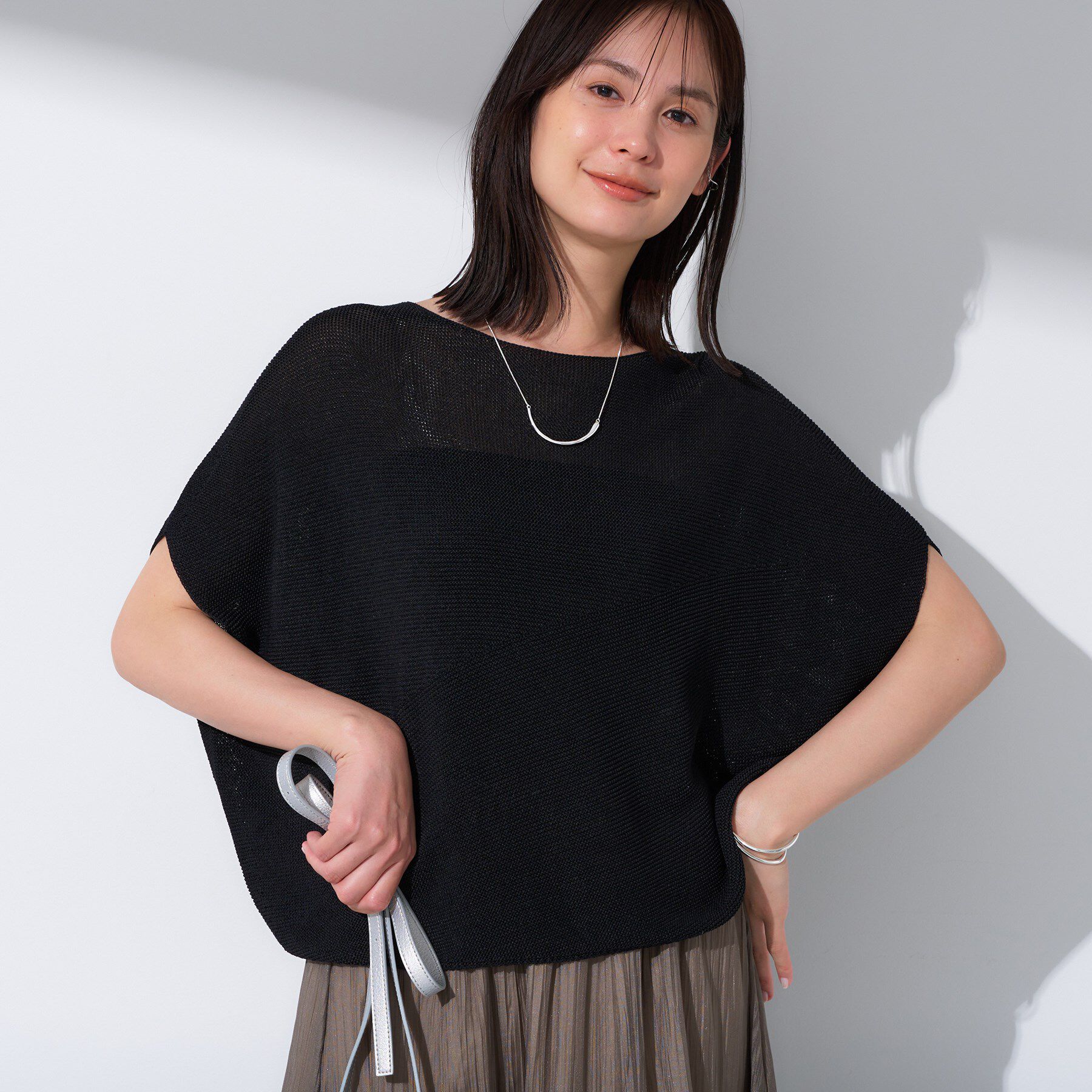 INDIVI「【洗える／清涼感】コクーンシルエットニット」|ニット・セーター|