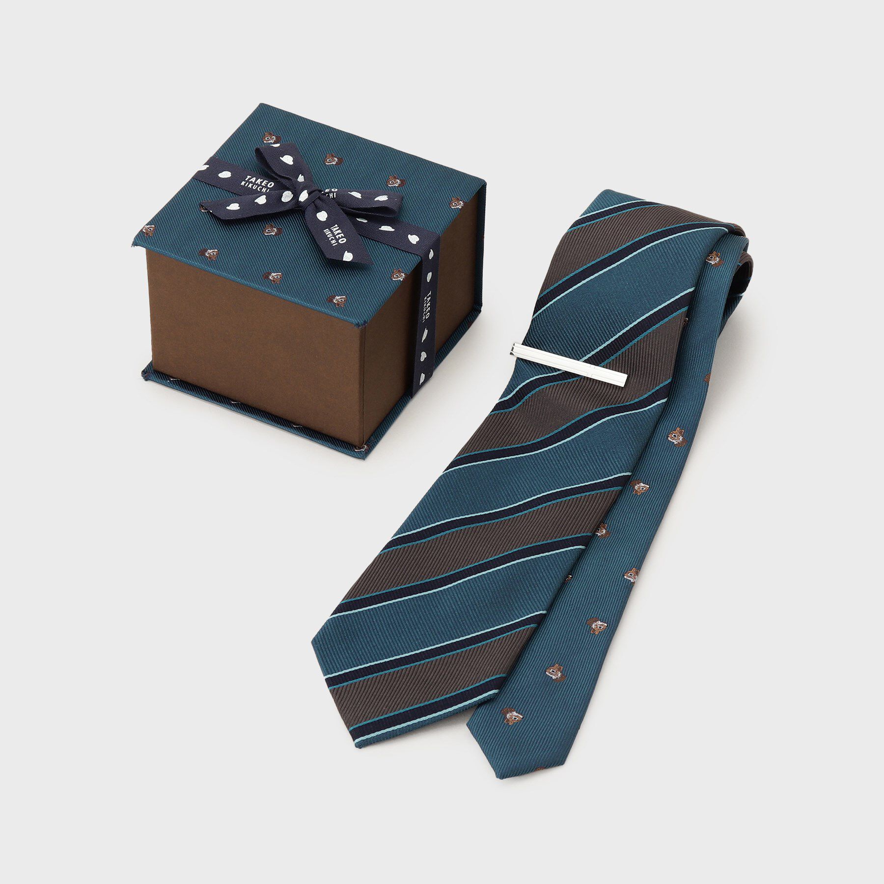 TAKEO KIKUCHI「【BOXセット】イングリッシュガーデン ネクタイ＆タイバー」|ネクタイ・蝶ネクタイ|グリーン(322)