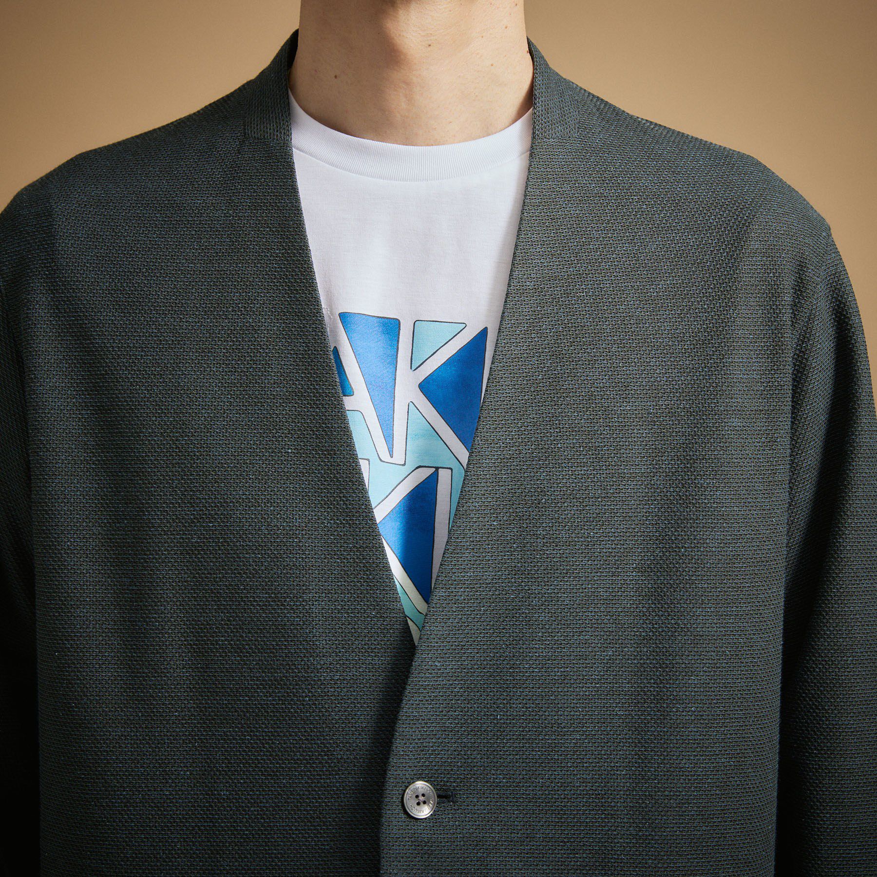 TAKEO KIKUCHI「【抗菌防臭】バーズアイメッシュノーカラージャケット」|カーディガン|