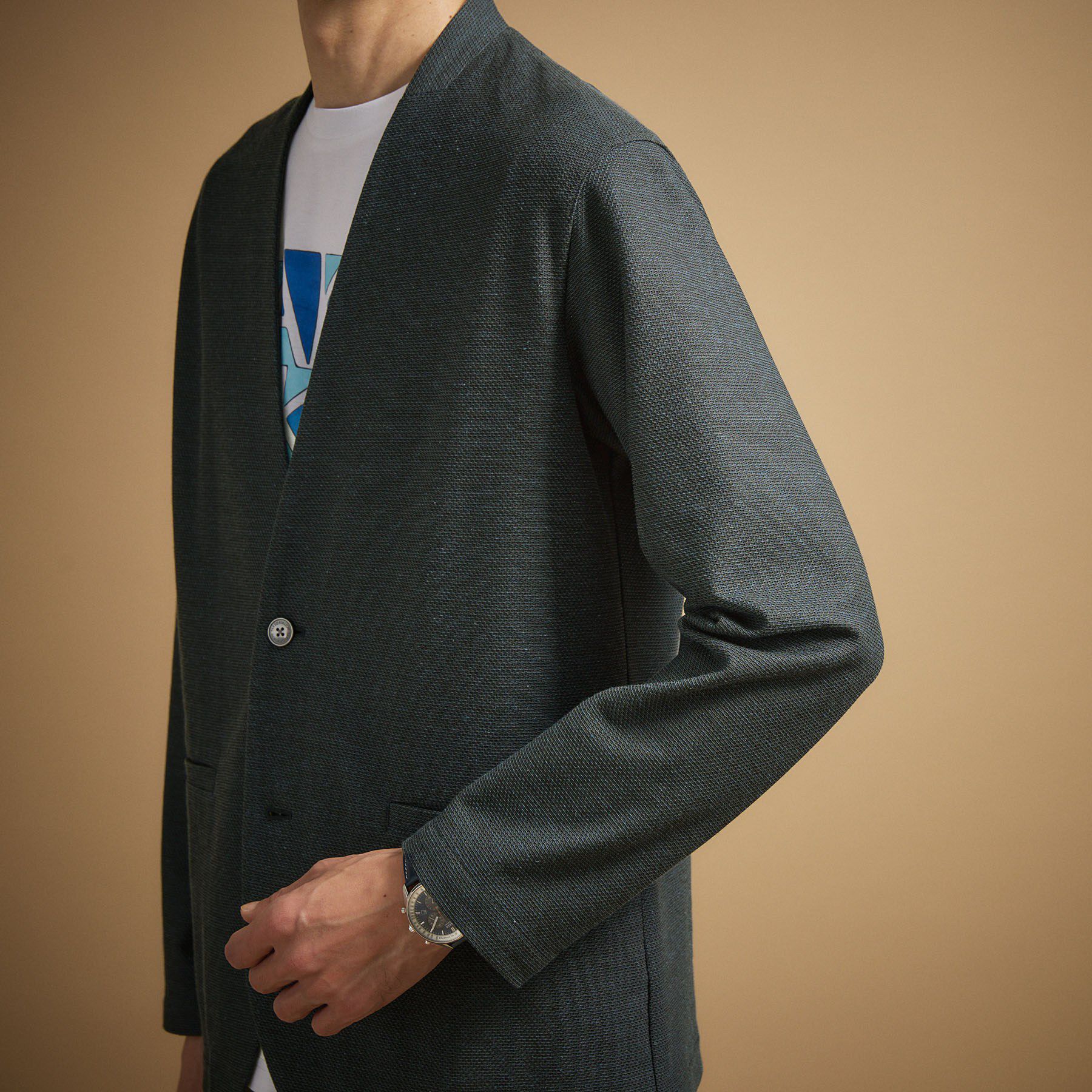 TAKEO KIKUCHI「【抗菌防臭】バーズアイメッシュノーカラージャケット」|カーディガン|