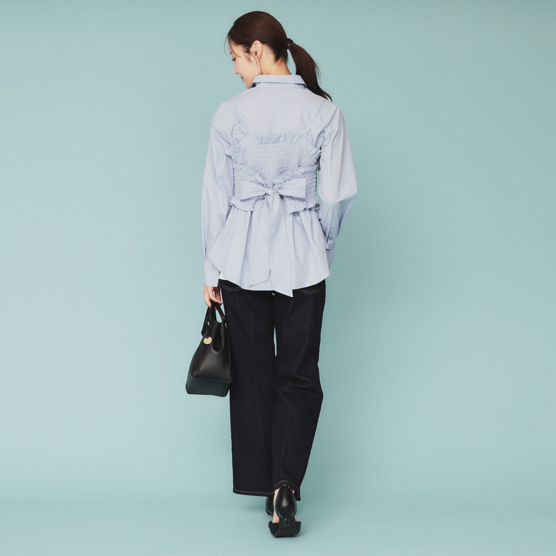 index「《andGIRL掲載》ビスチェレイヤードロングシャツ【洗濯機洗い可】」|シャツ・ブラウス|