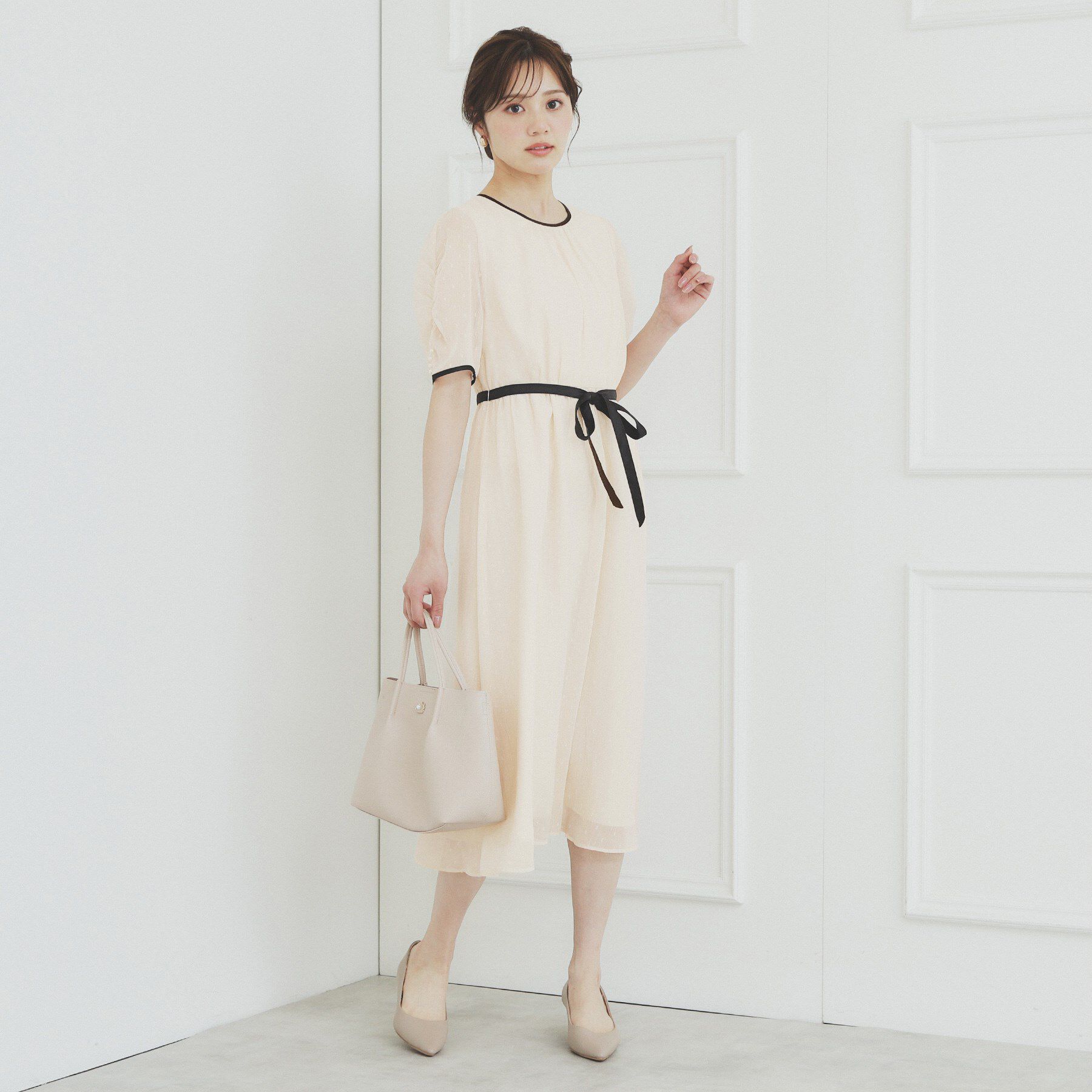 index「フィット＆フレアバイカラーワンピース【洗濯機洗い可/イージーアイロン】」|ワンピース|