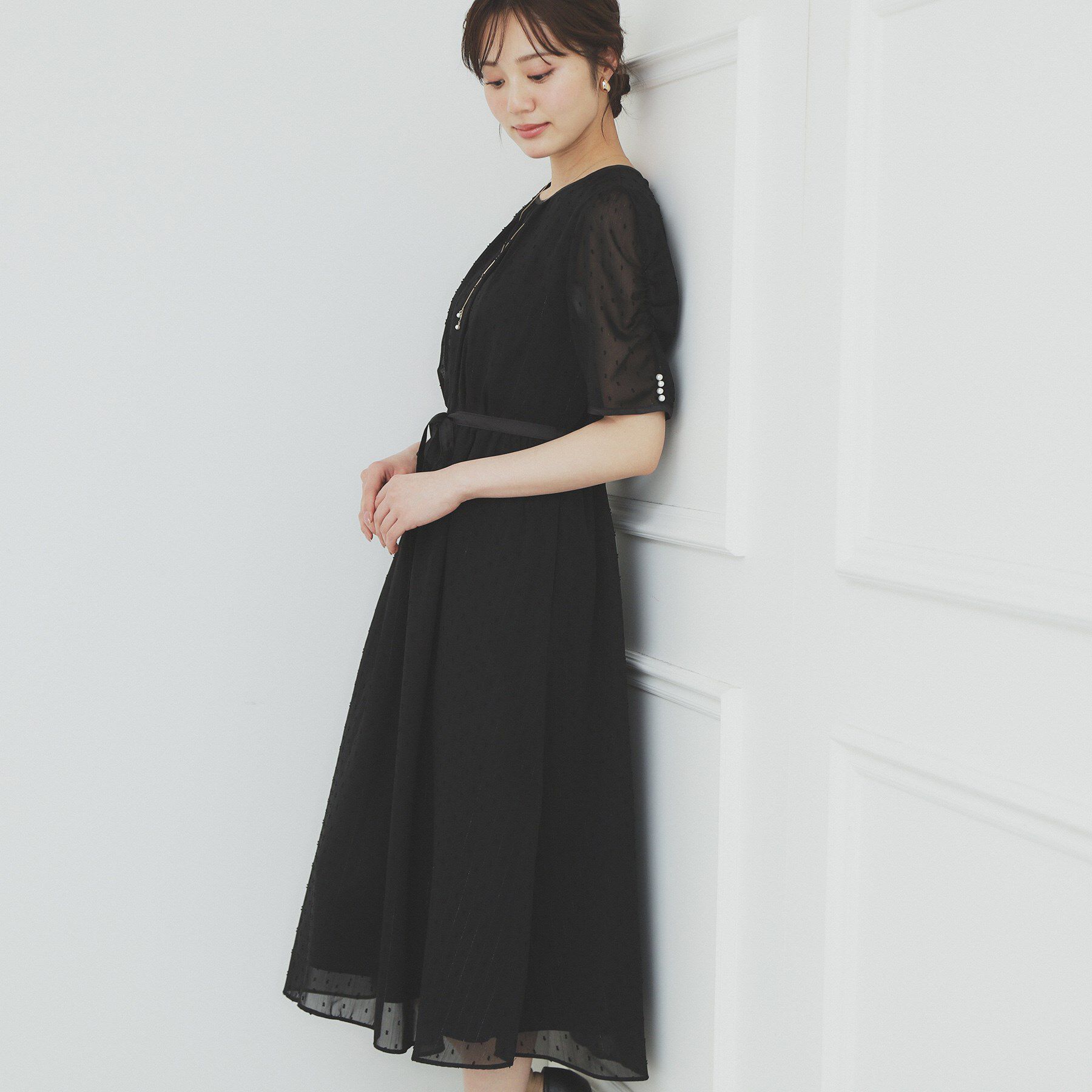 index「フィット＆フレアバイカラーワンピース【洗濯機洗い可/イージーアイロン】」|ワンピース|