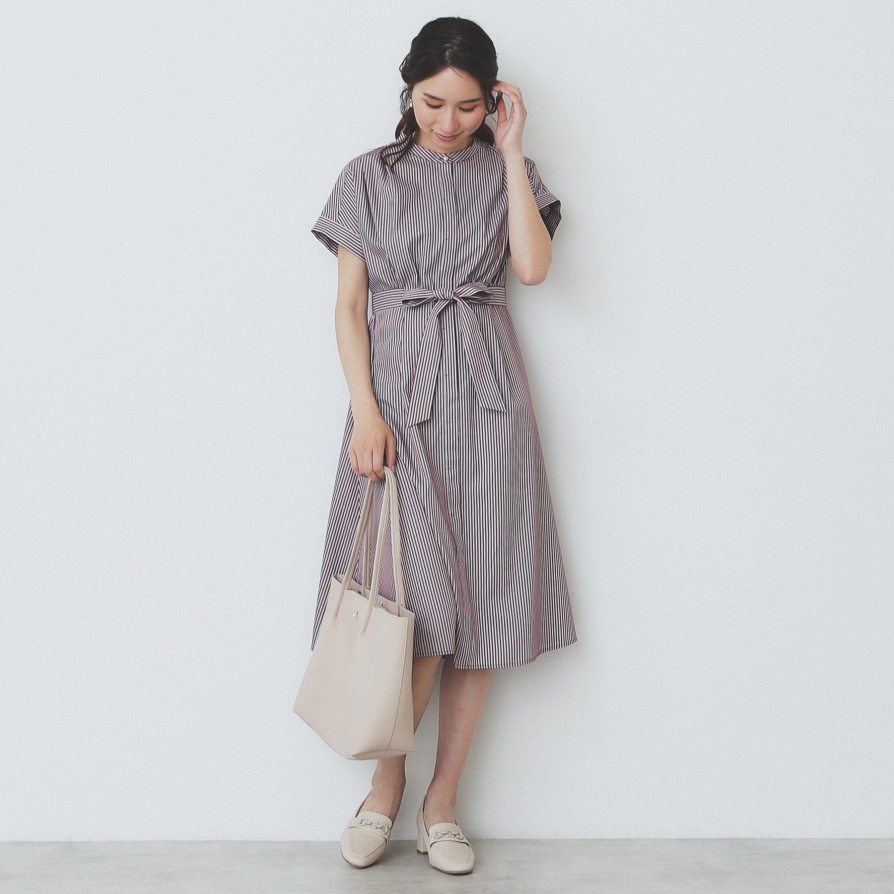 index「《XS-LLサイズ》マルチストライプシャツワンピース【洗濯機洗い可/イージーアイロン/防シワ】」|ワンピース|