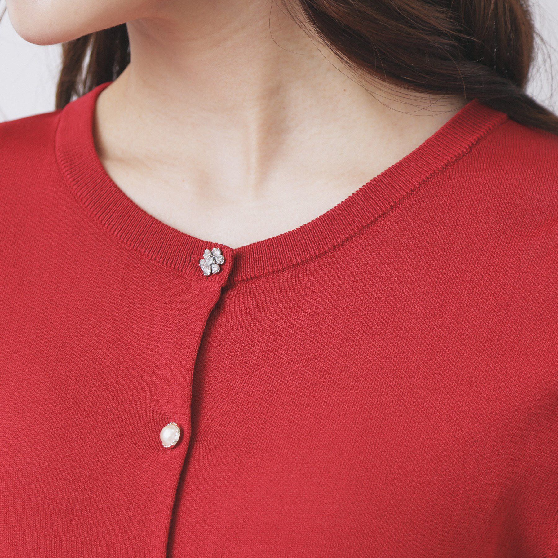 index「《美人百花掲載》ビジュークルーネックカーディガン【洗濯機洗い可/UVケア/接触冷感/抗ピル】」|カーディガン|