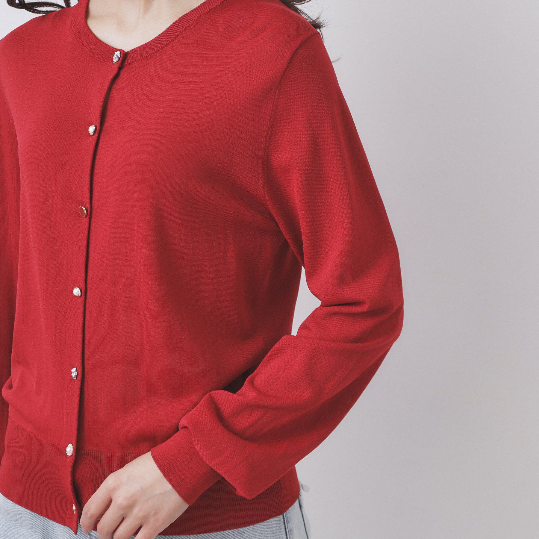 index「《美人百花掲載》ビジュークルーネックカーディガン【洗濯機洗い可/UVケア/接触冷感/抗ピル】」|カーディガン|