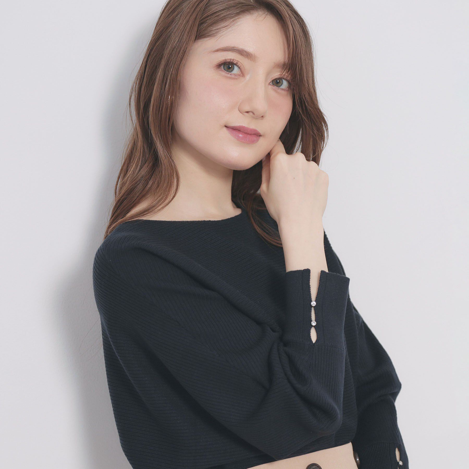 index「ドルマンリブニット【洗濯機OK/抗ピル】《5col》」|ニット・セーター|ネイビー(094)