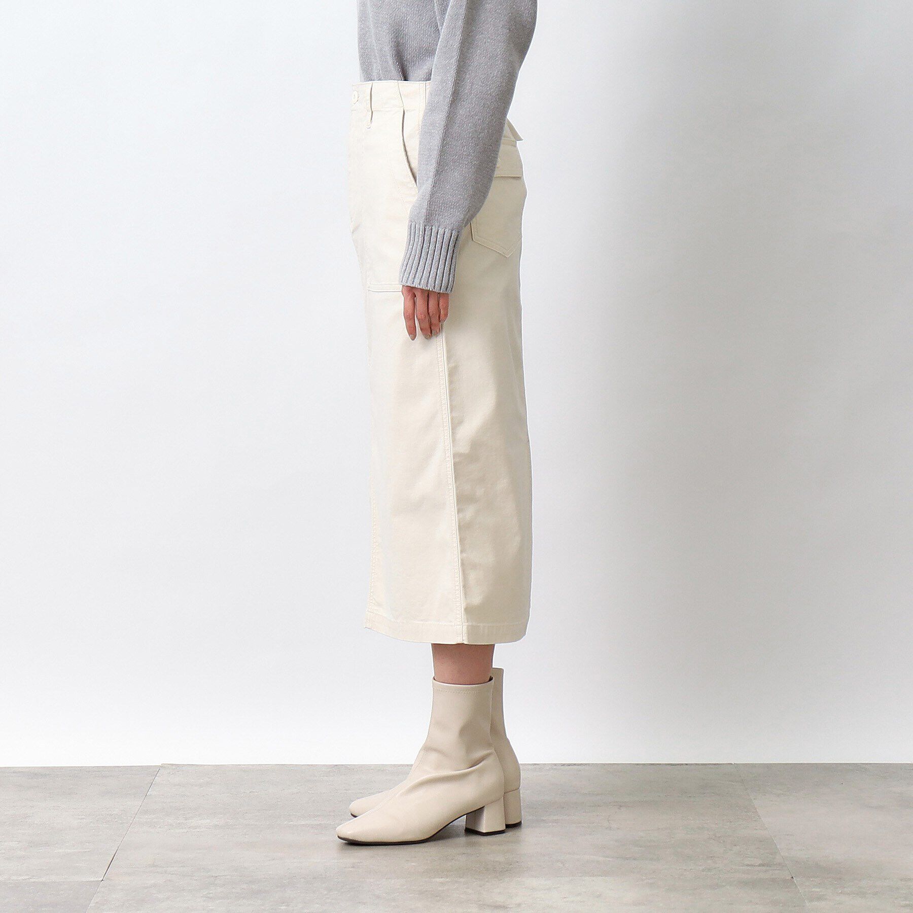 OPAQUE.CLIP「ストレッチベイカースカート/オーガニックコットン混【洗濯機洗い可／ストレッチ】」|スカート|