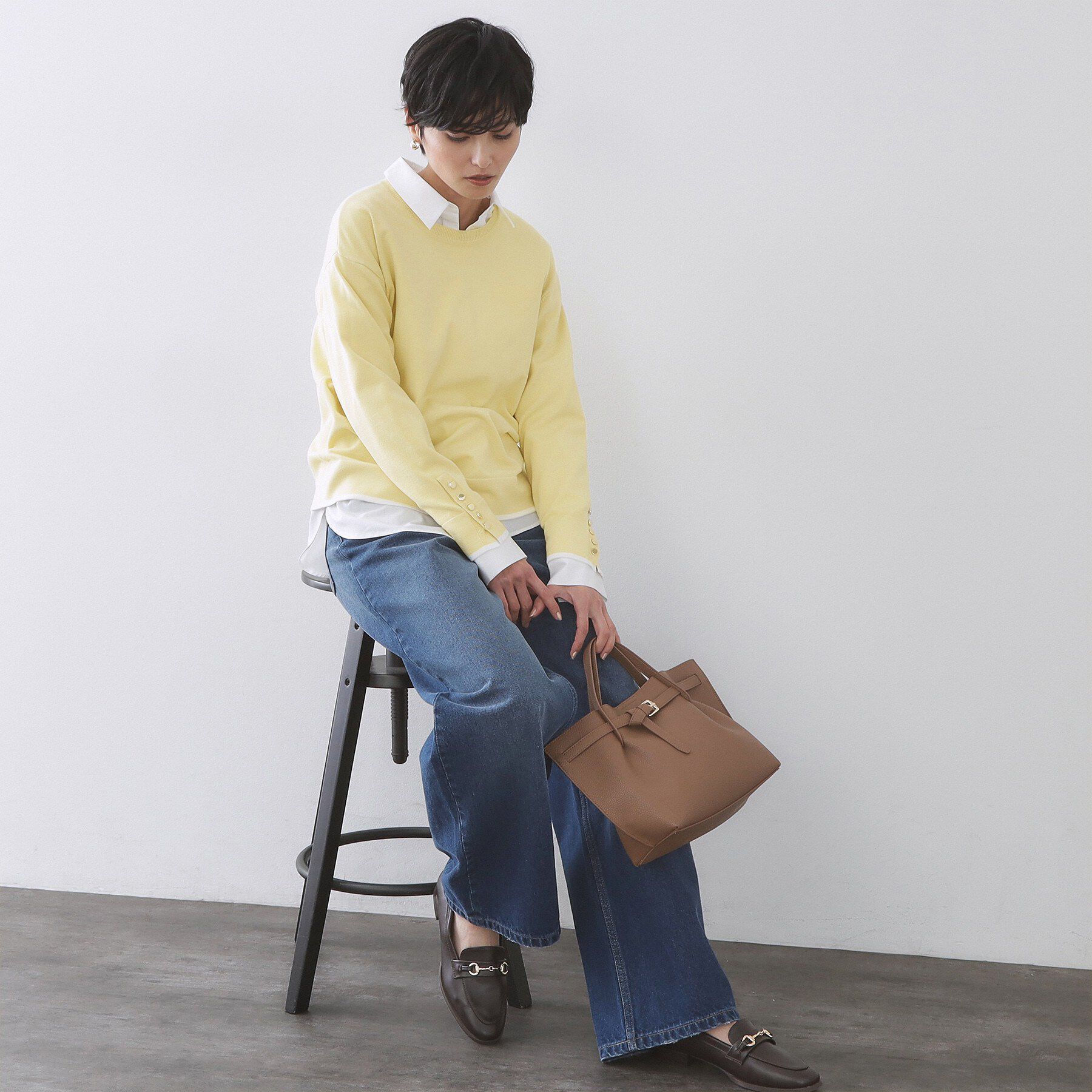 OPAQUE.CLIP「金ボタン使いリラクシーニット【洗濯機OK】」|ニット・セーター|