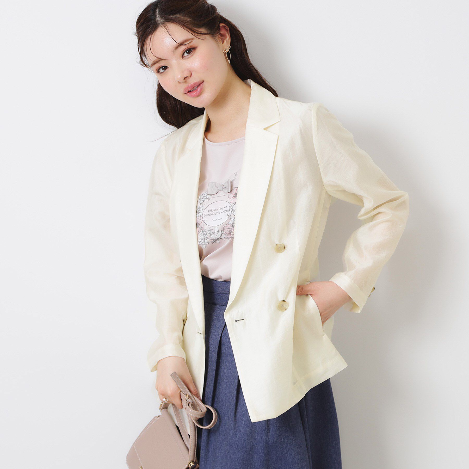 Couture broach「【オシャレな透け感・通勤】シアージャケット」|テーラードジャケット|