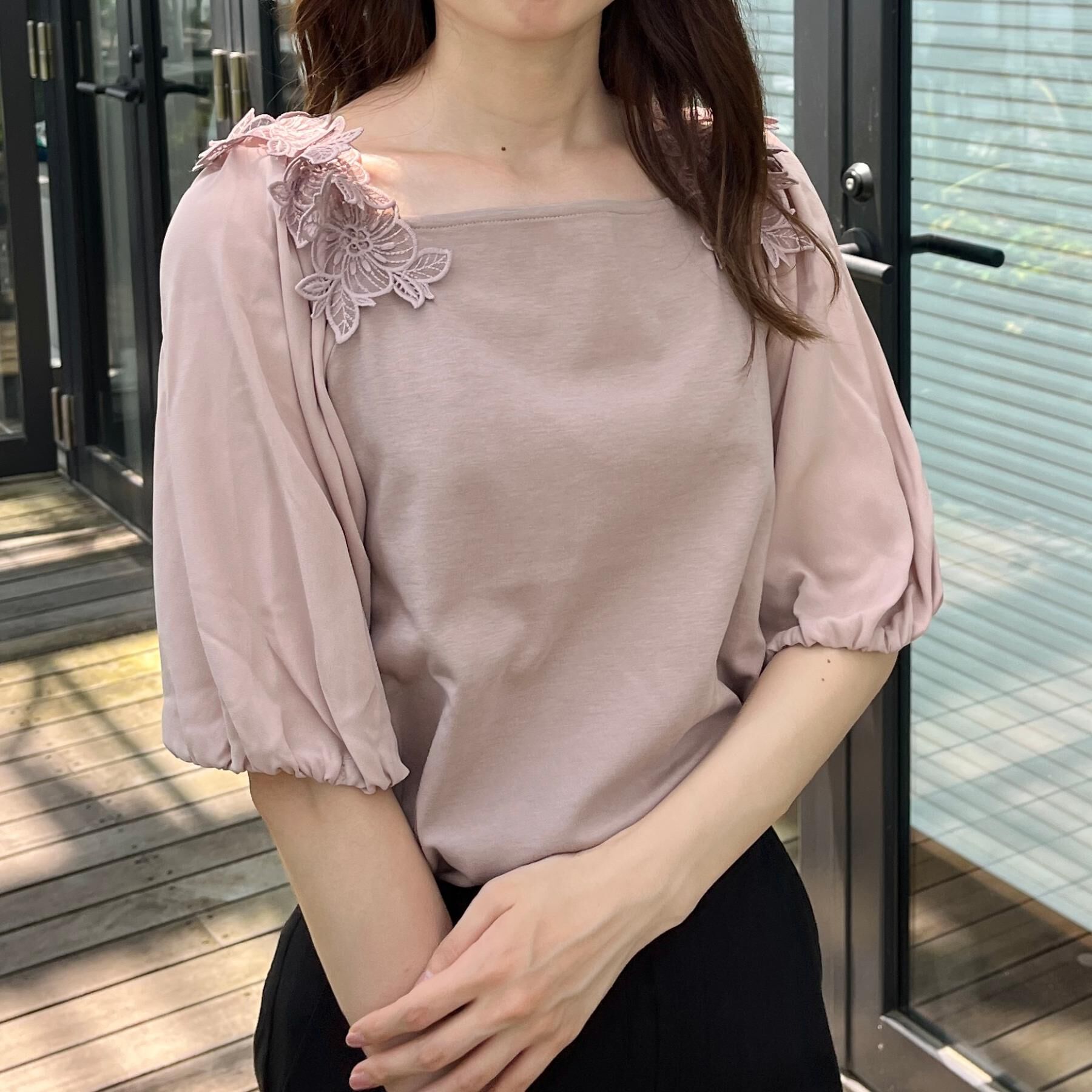 Couture broach「【マシンウォッシャブル・UVケア・接触冷感】ラグランレースドッキングカットソー」|Tシャツ・カットソー|