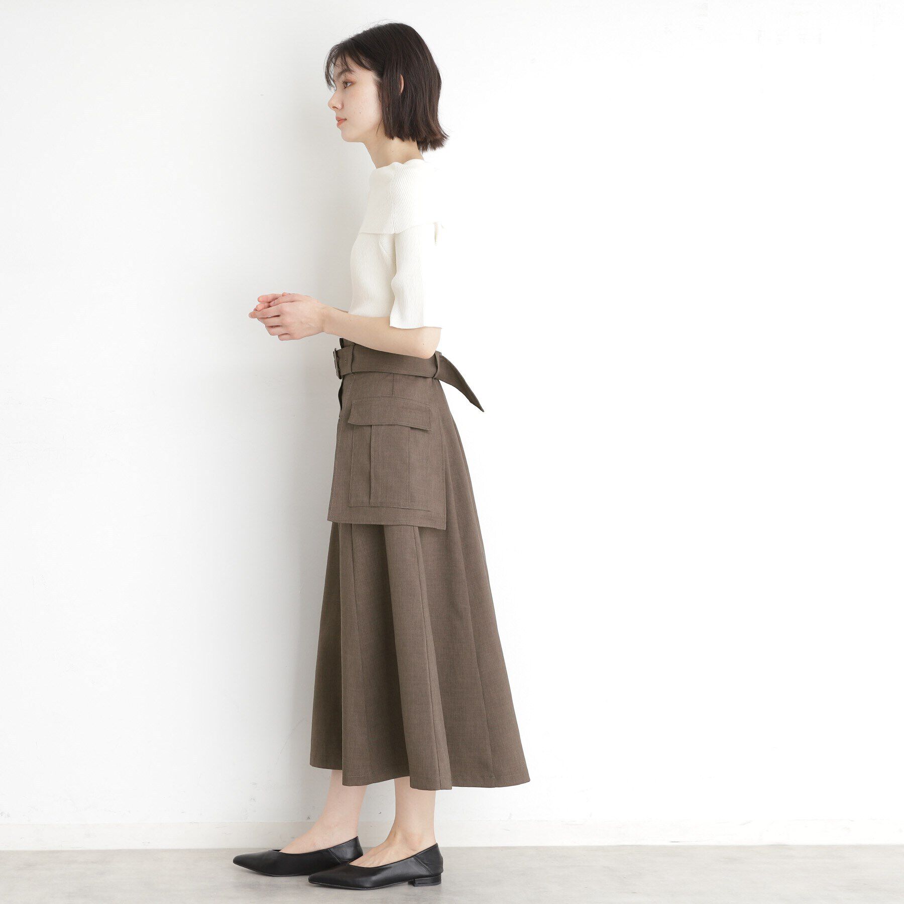 THE SHOP TK「フラップベルト付きスカート【洗える】」|スカート|