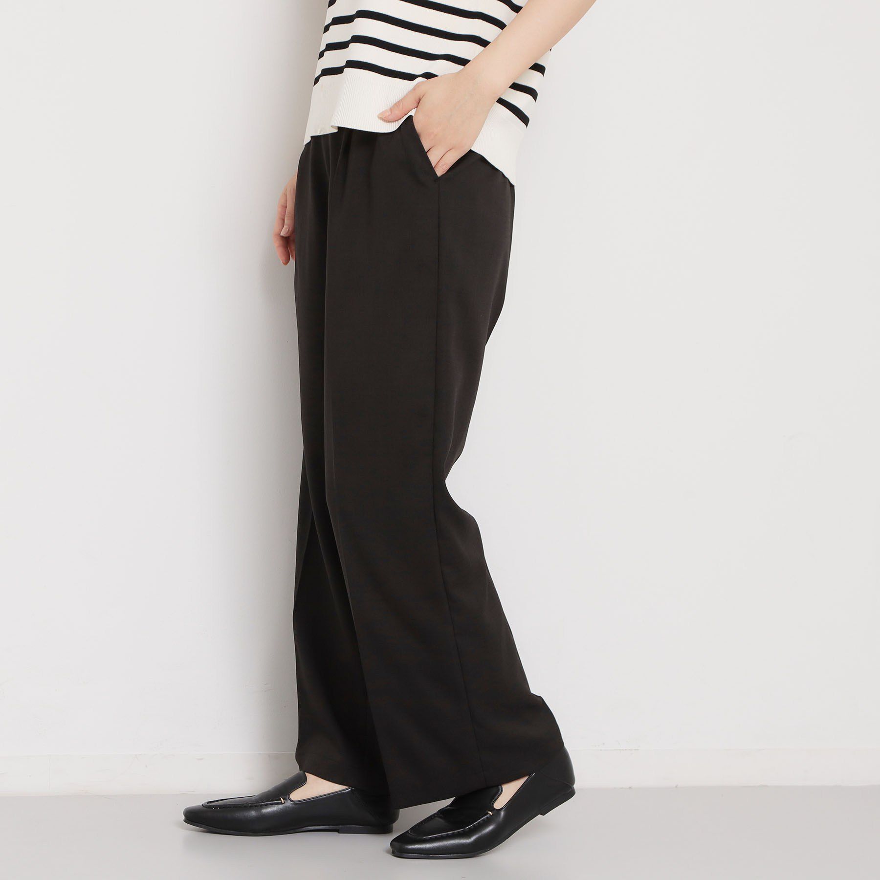 THE SHOP TK「【XS-XL/洗える】オン・オフ問わずきれいに決まる 麻調ワイドパンツ」|その他|