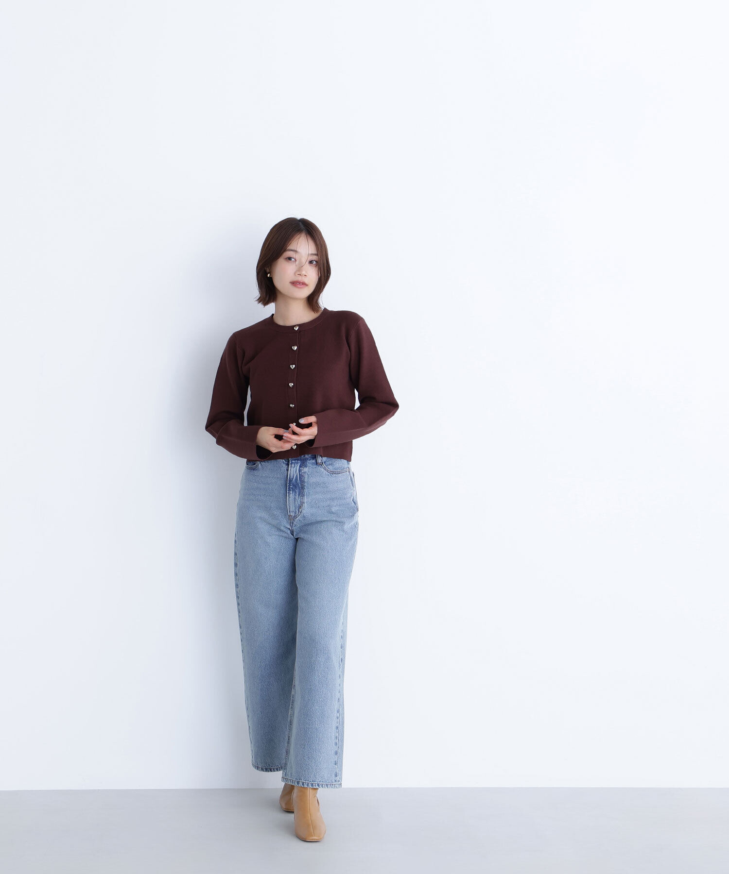  「ハートボタンニットジャケット」|ニット・セーター|