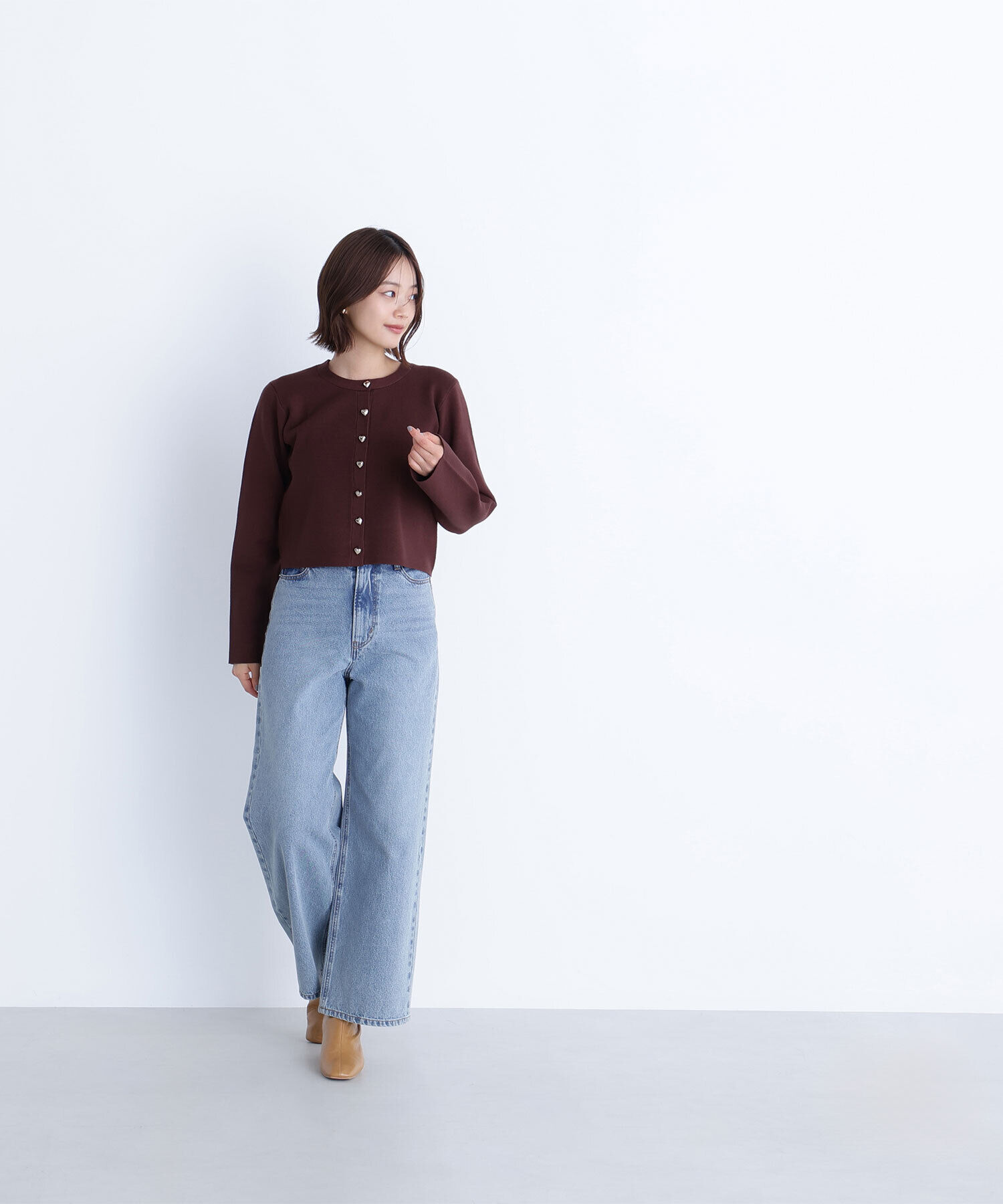  「ハートボタンニットジャケット」|ニット・セーター|