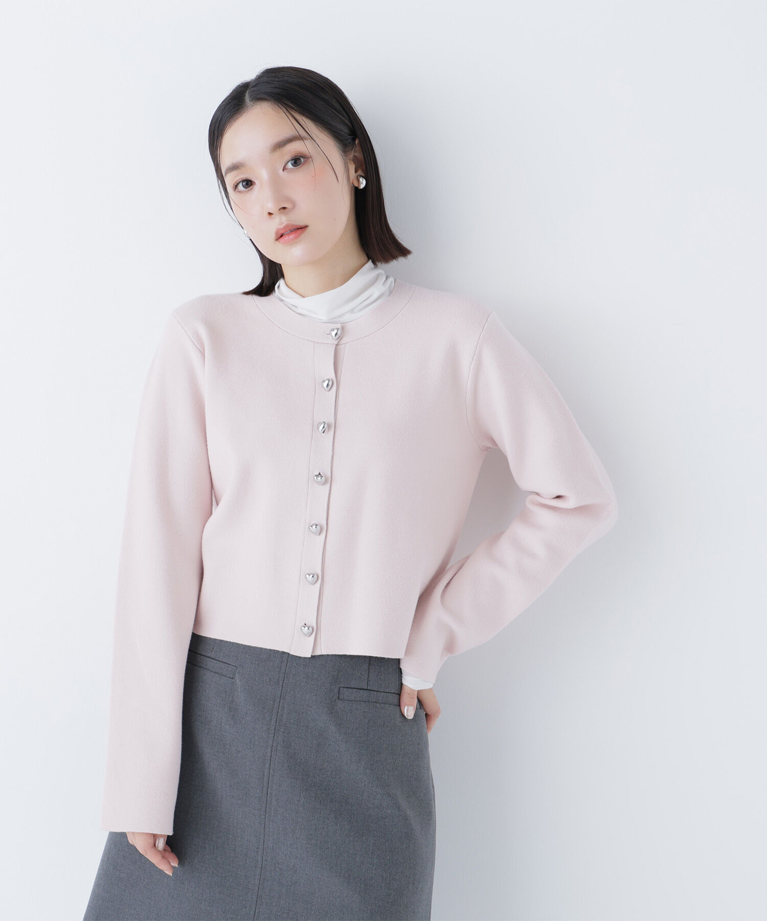  「ハートボタンニットジャケット」|ニット・セーター|