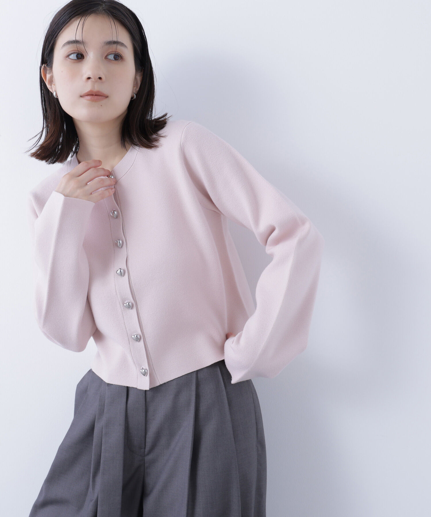  「ハートボタンニットジャケット」|ニット・セーター|