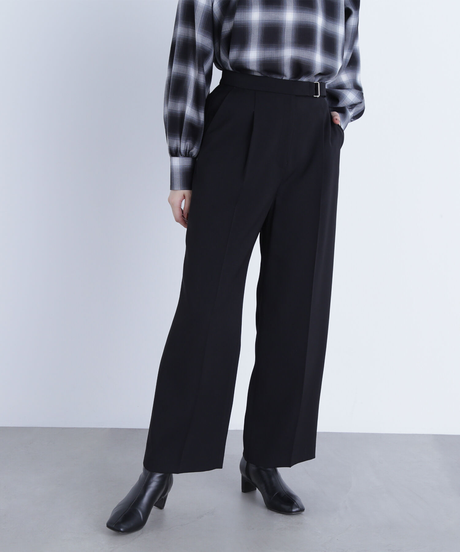  「メタルディティールタックワイドパンツ」|その他|