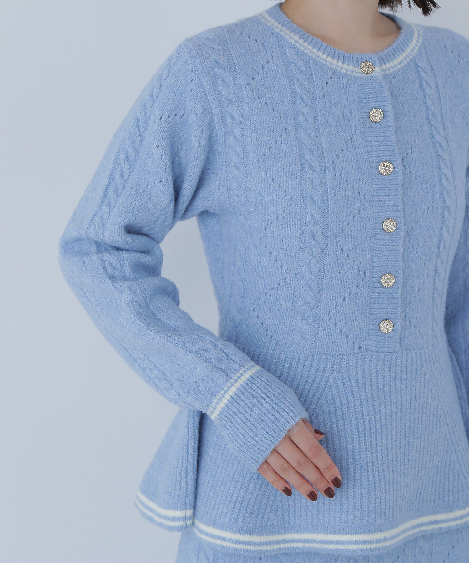  「ペプラムケーブルニットセットアップ」|ワンピース|