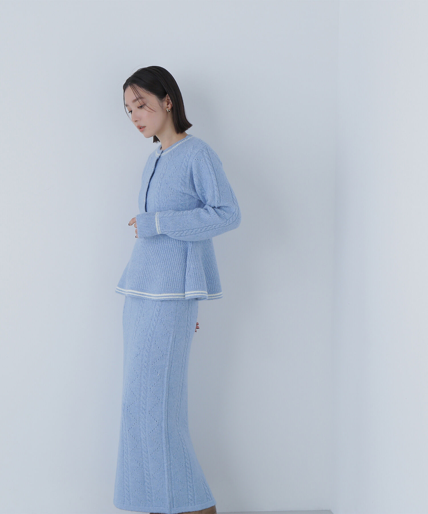  「ペプラムケーブルニットセットアップ」|ワンピース|