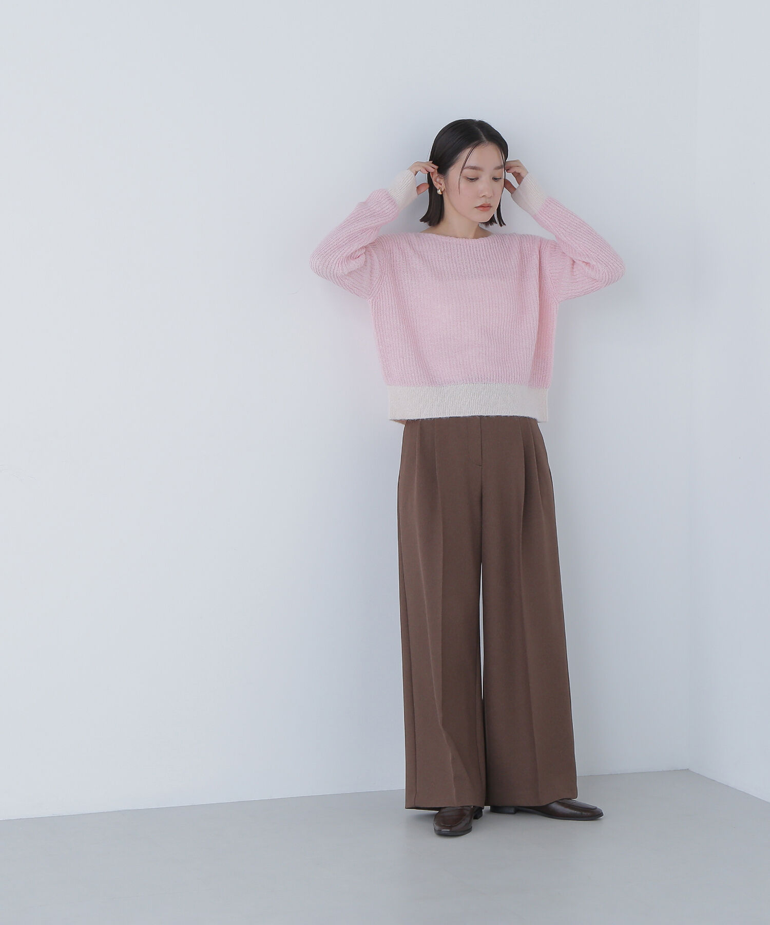  「配色リブボクシーニット」|ニット・セーター|