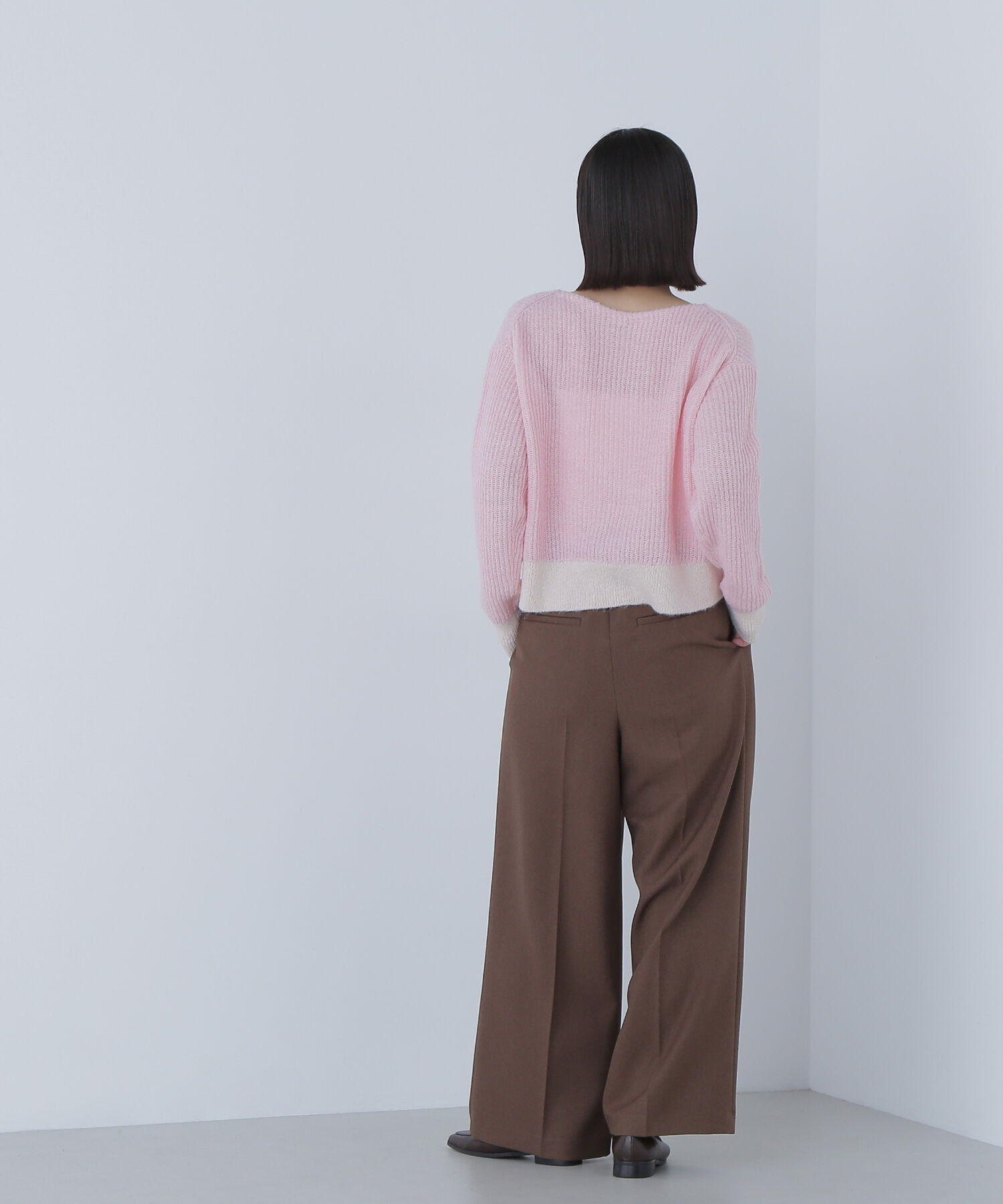  「配色リブボクシーニット」|ニット・セーター|