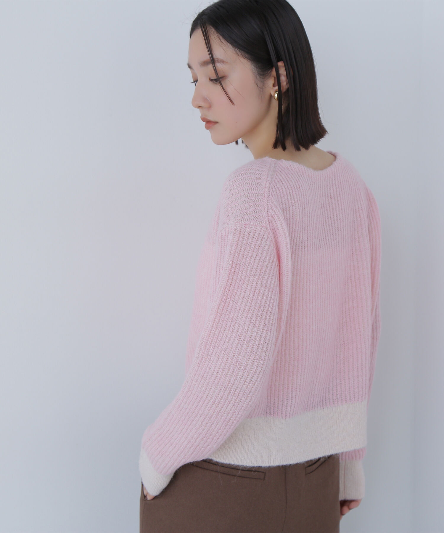  「配色リブボクシーニット」|ニット・セーター|