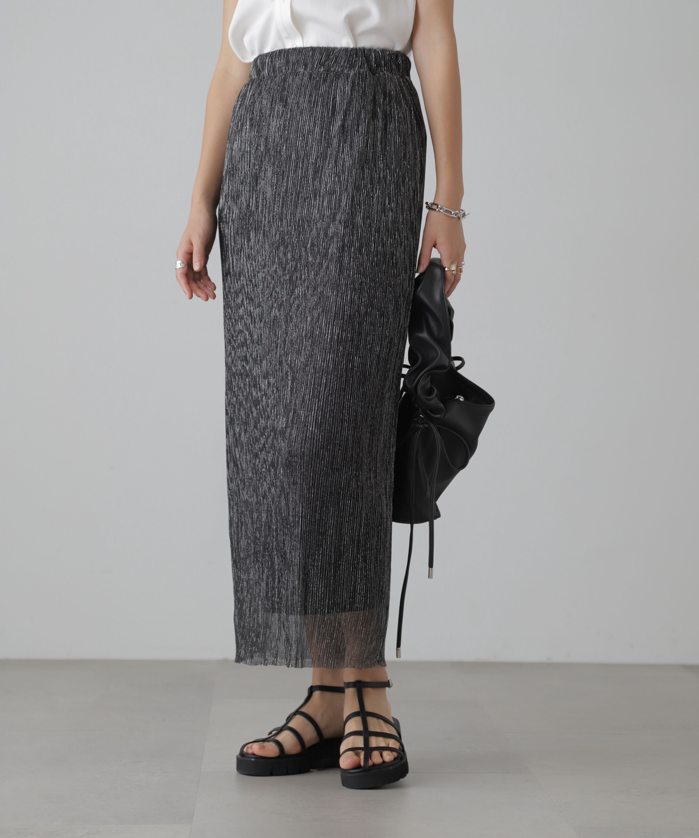  「ラメプリーツナロースカート」|スカート|