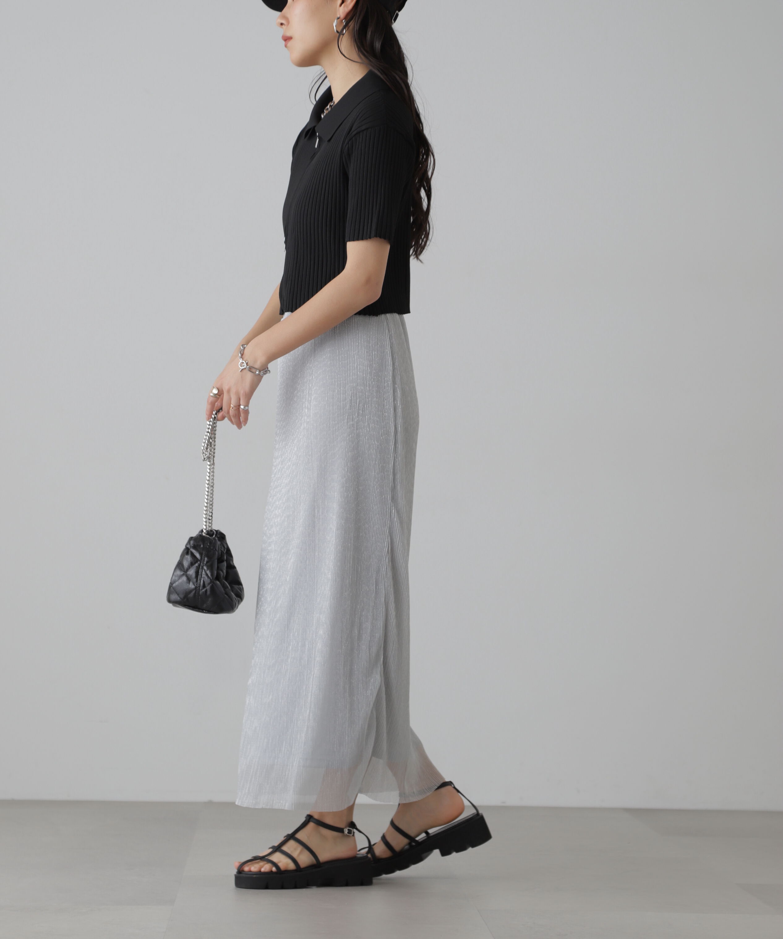  「ラメプリーツナロースカート」|スカート|