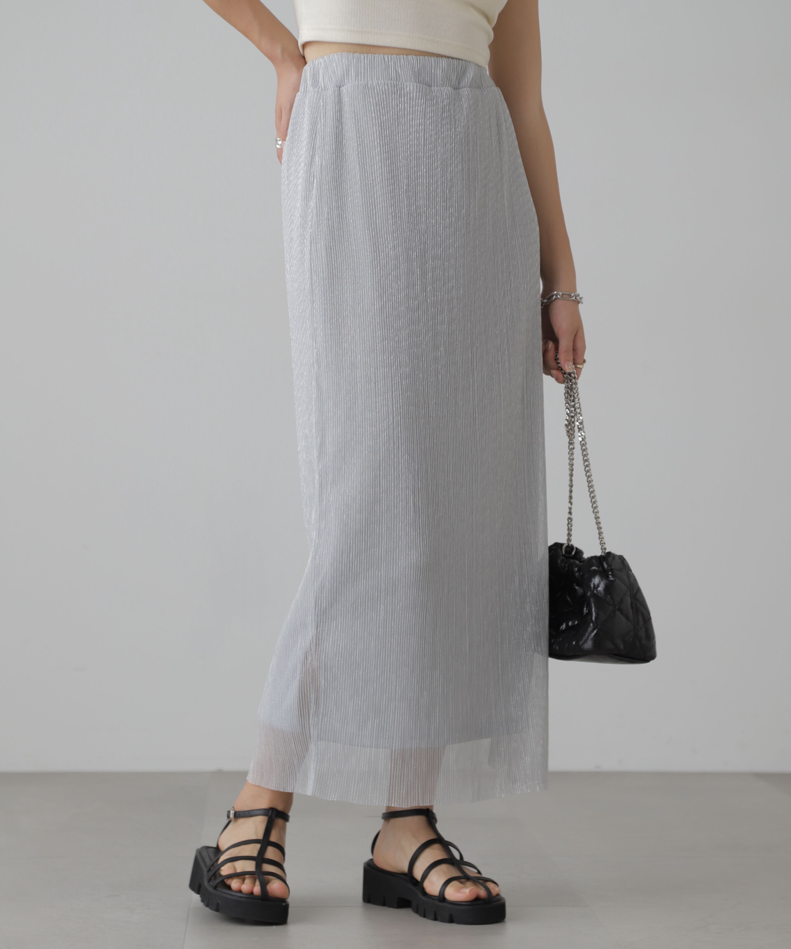  「ラメプリーツナロースカート」|スカート|