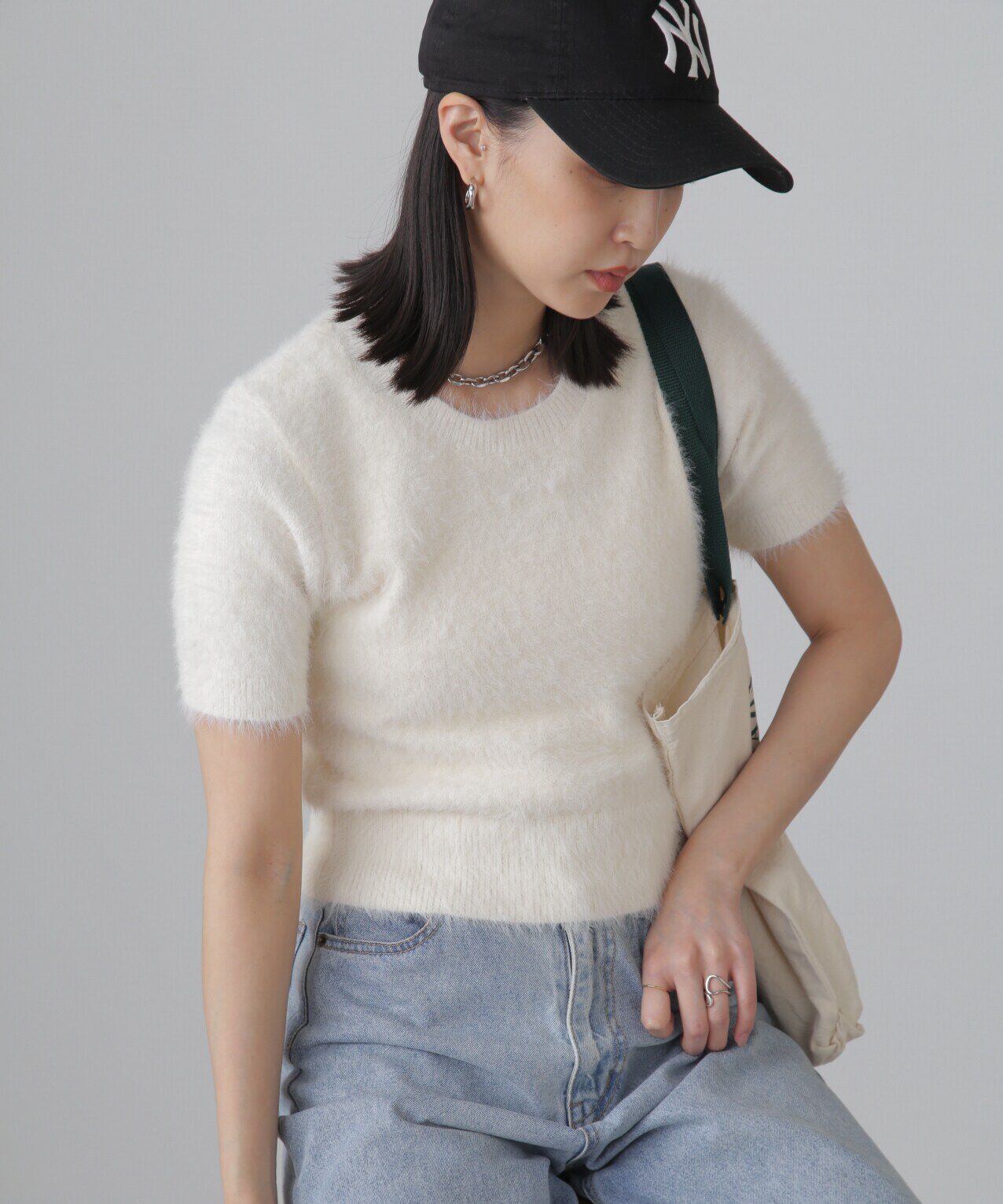  「シャギー半袖ニット」|ニット・セーター|