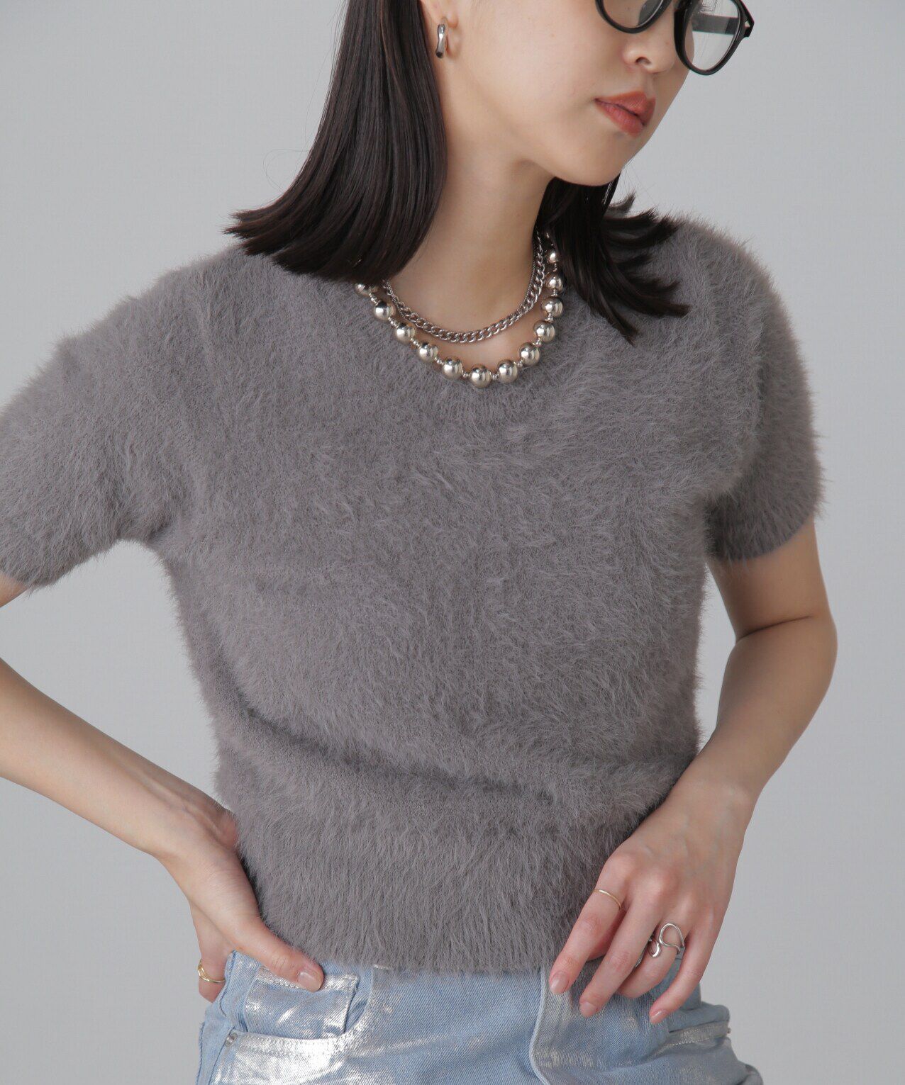  「シャギー半袖ニット」|ニット・セーター|