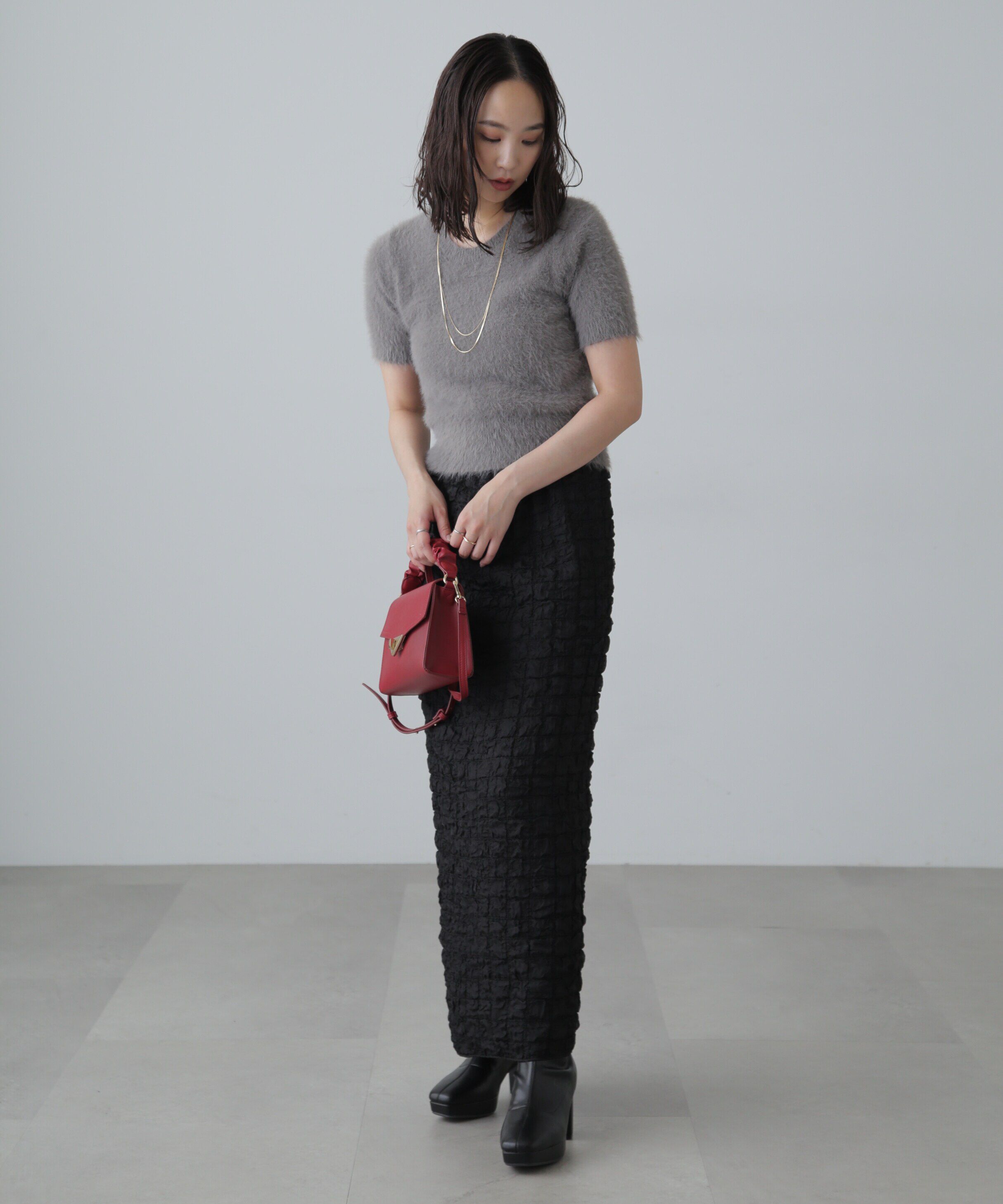  「シャギー半袖ニット」|ニット・セーター|