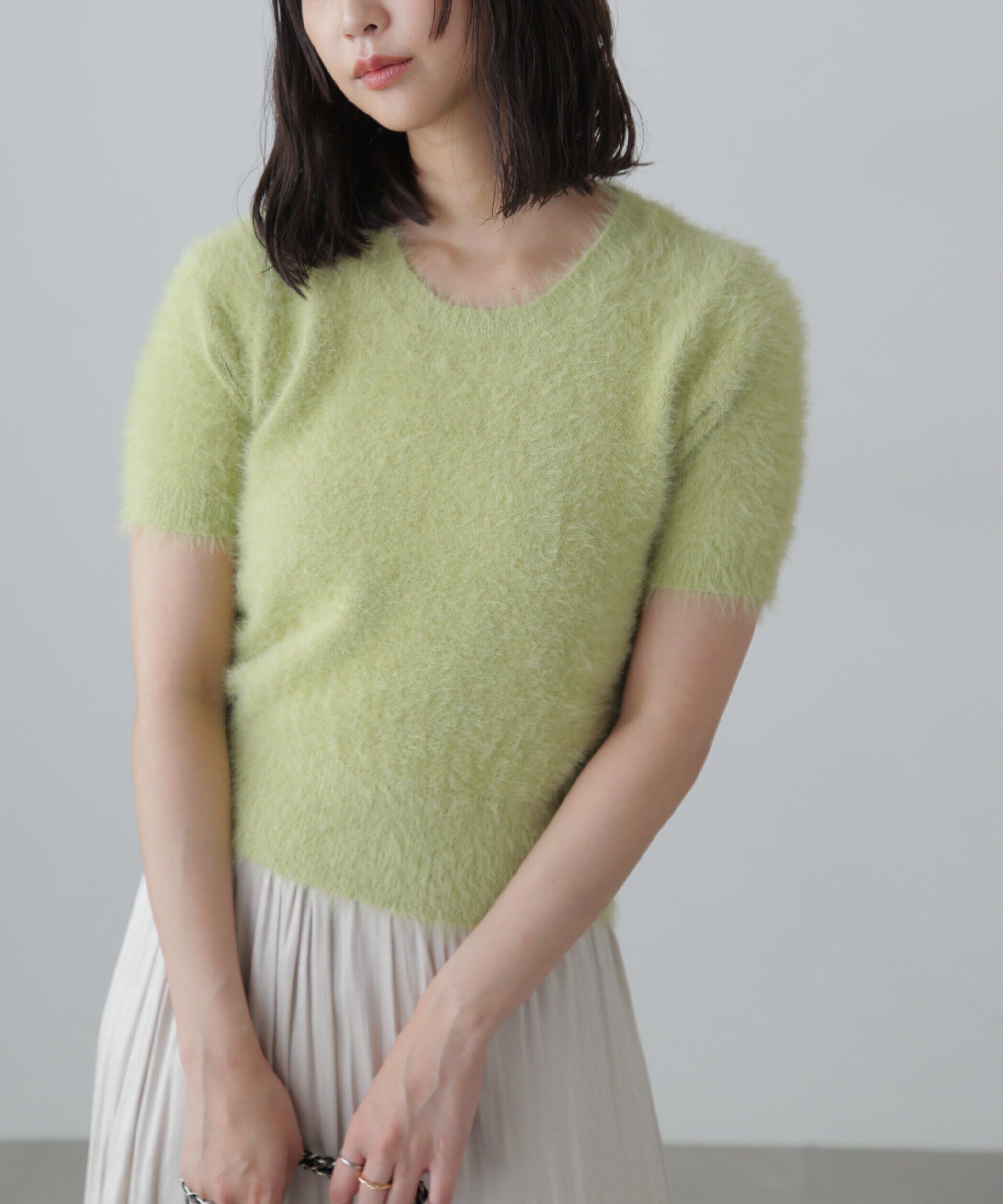 「シャギー半袖ニット」|ニット・セーター|