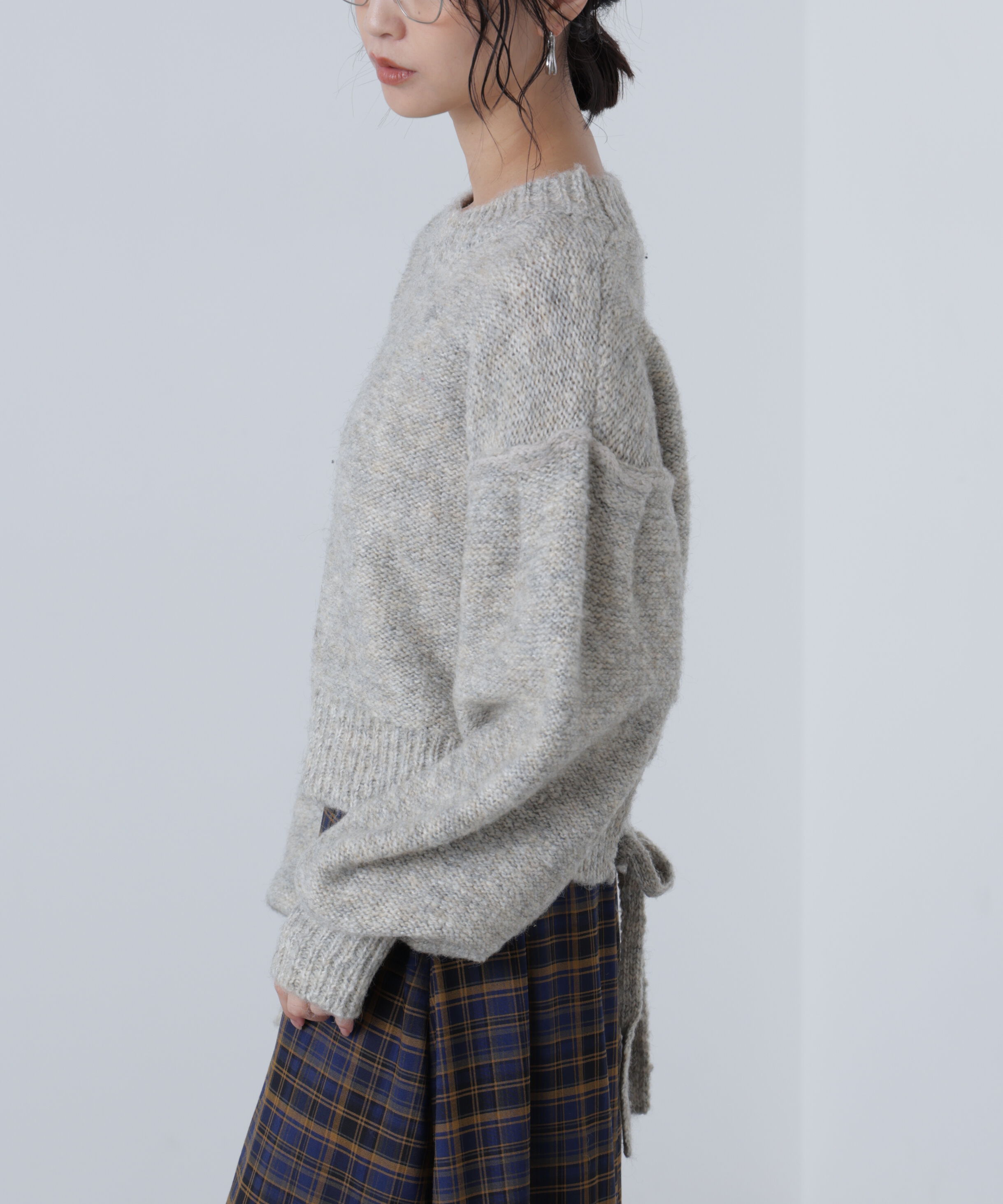  「バックリボンショート丈ニット」|ニット・セーター|