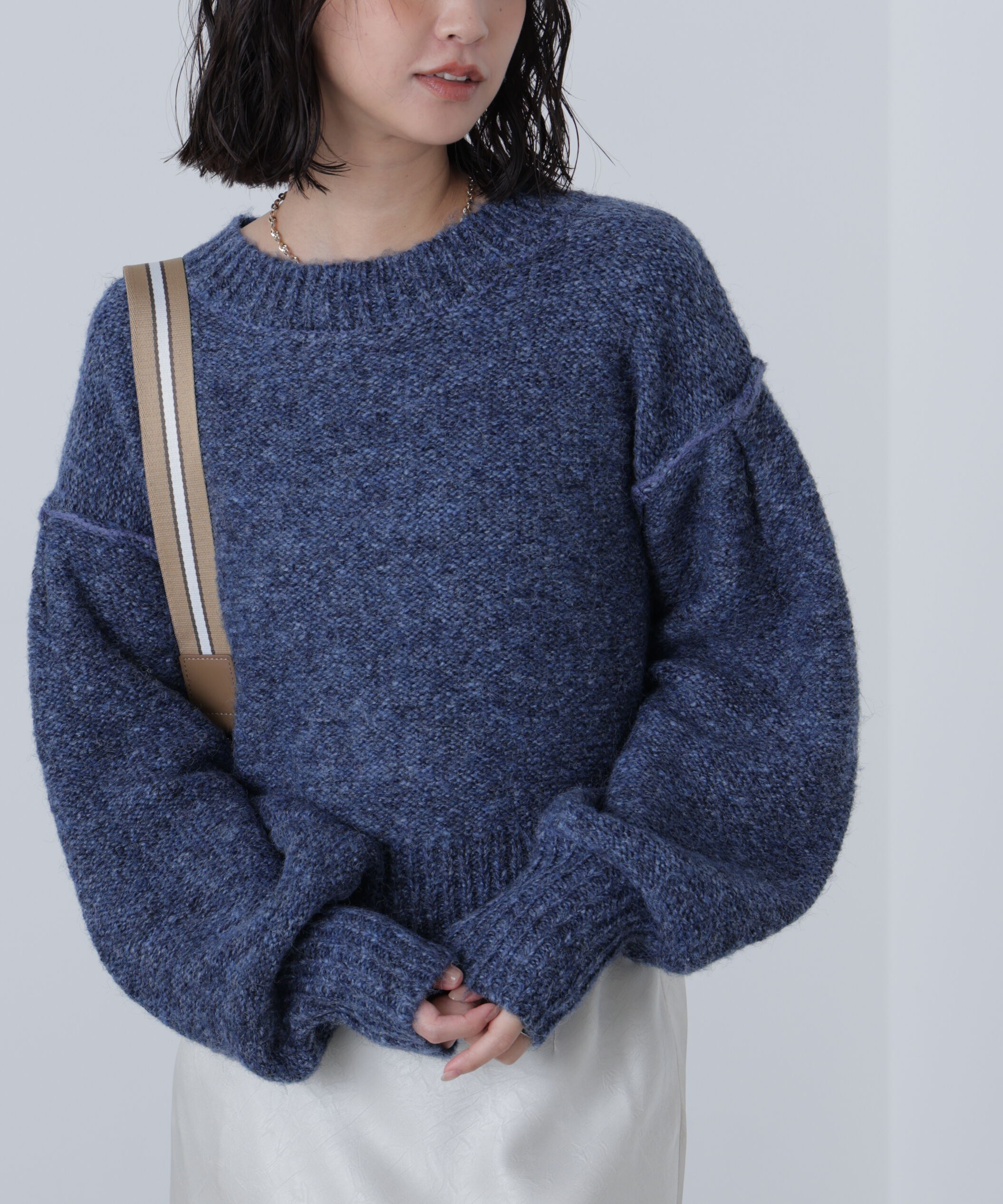  「バックリボンショート丈ニット」|ニット・セーター|