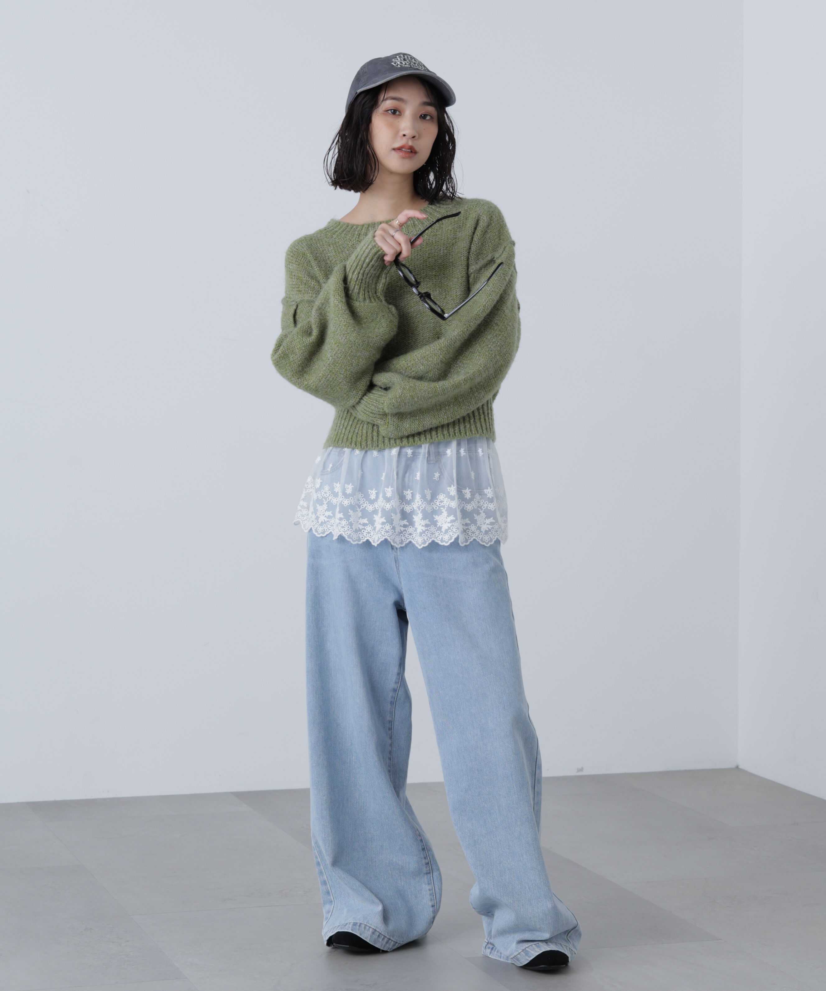  「バックリボンショート丈ニット」|ニット・セーター|