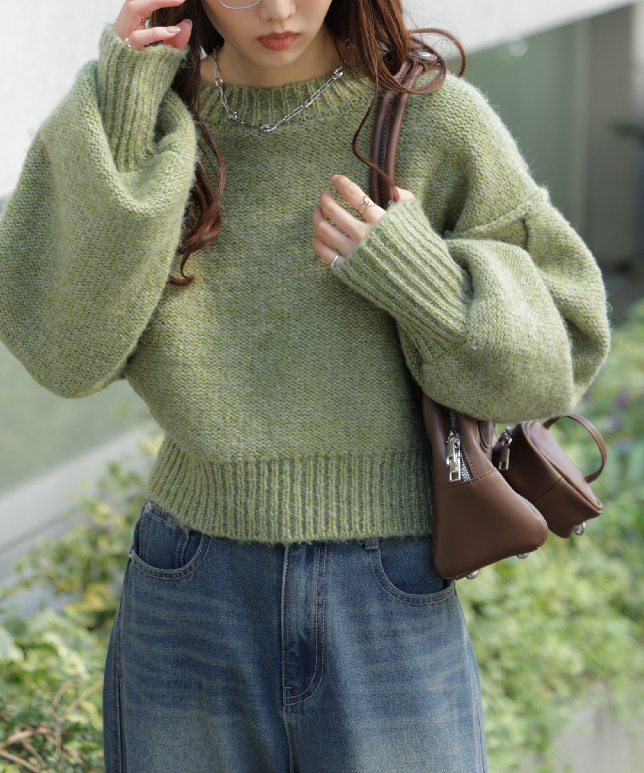  「バックリボンショート丈ニット」|ニット・セーター|