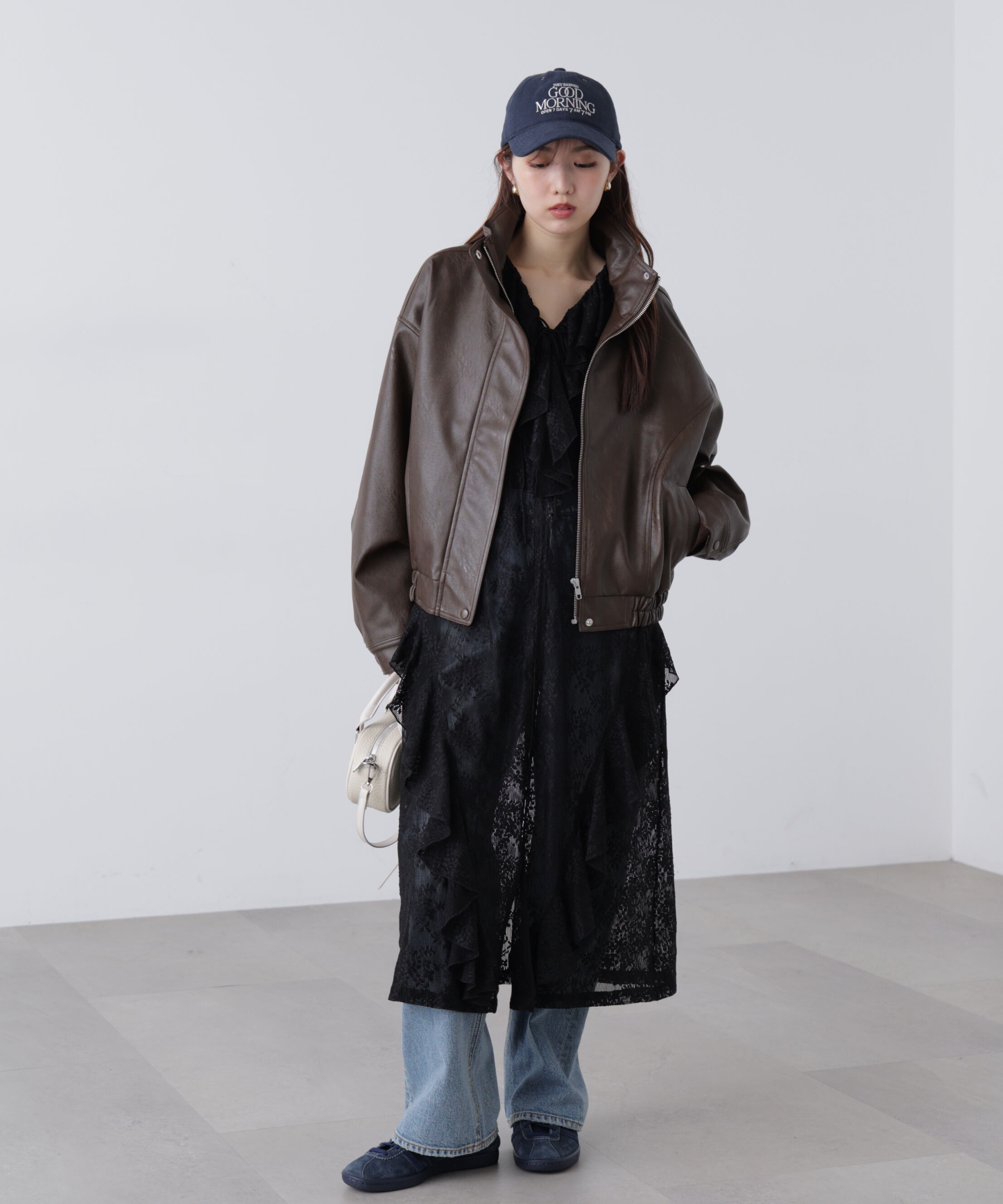  「前開きラッフルフリルレースワンピース」|ワンピース|